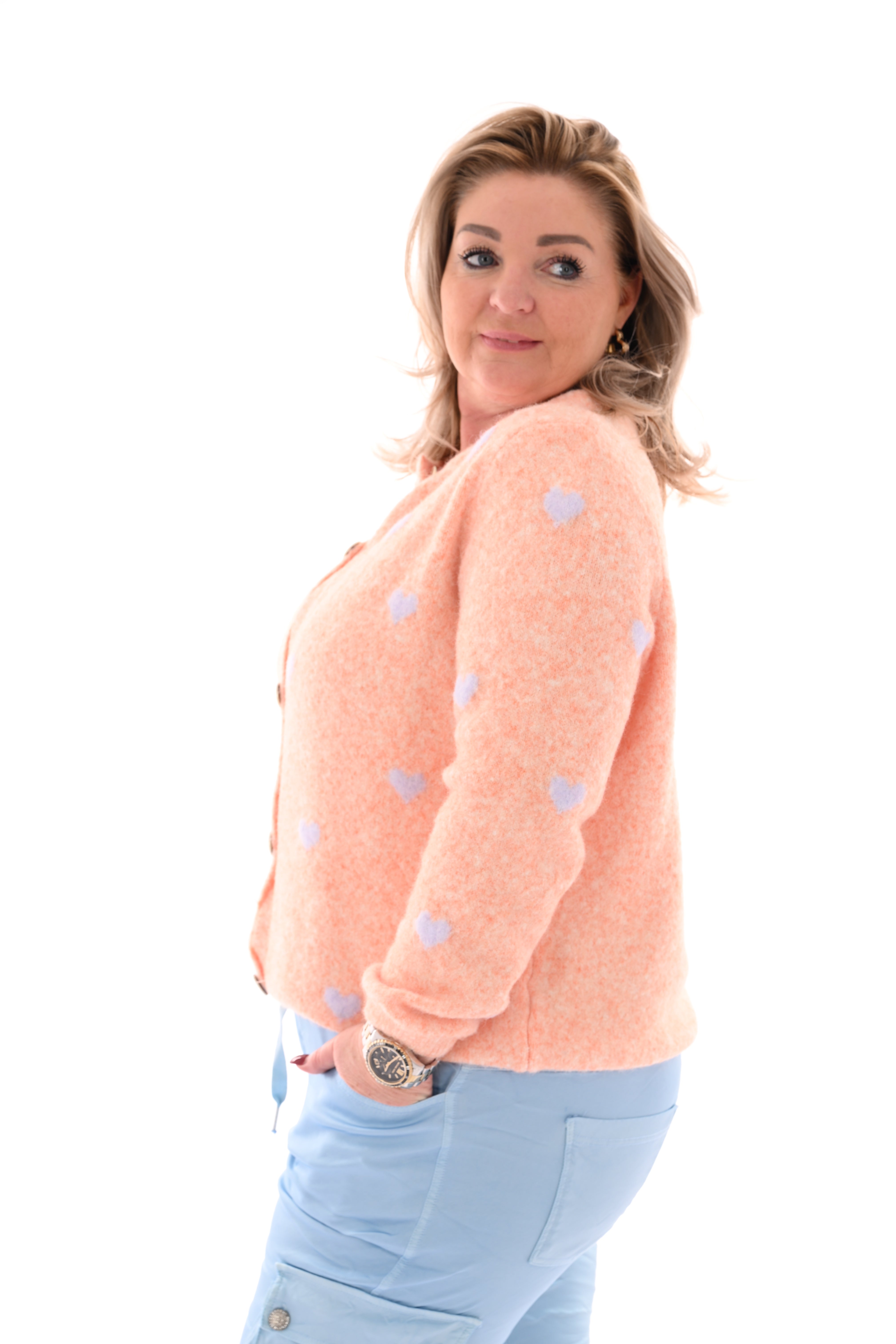 Vest met hartjes oranje