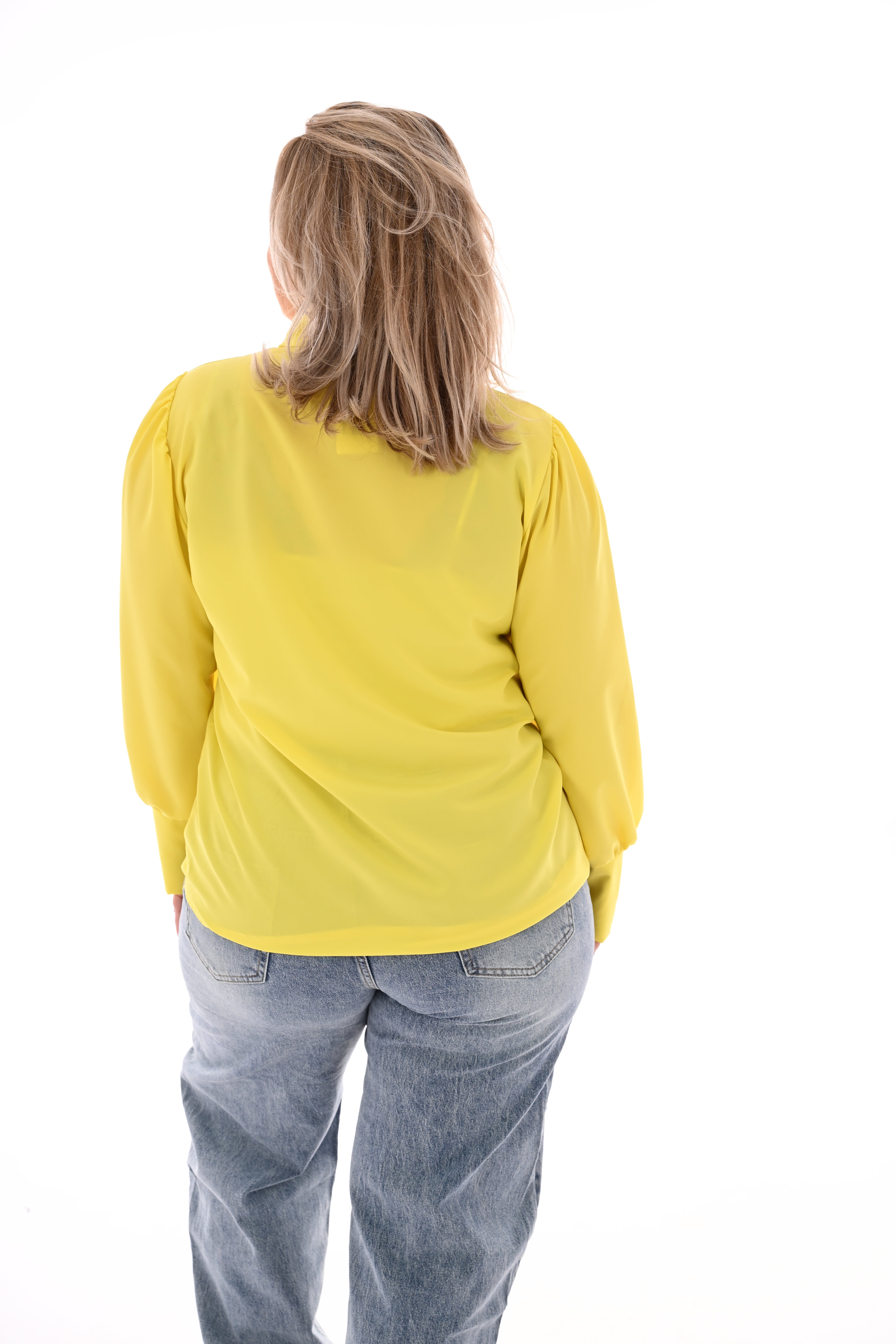 Blouse hals detail geel