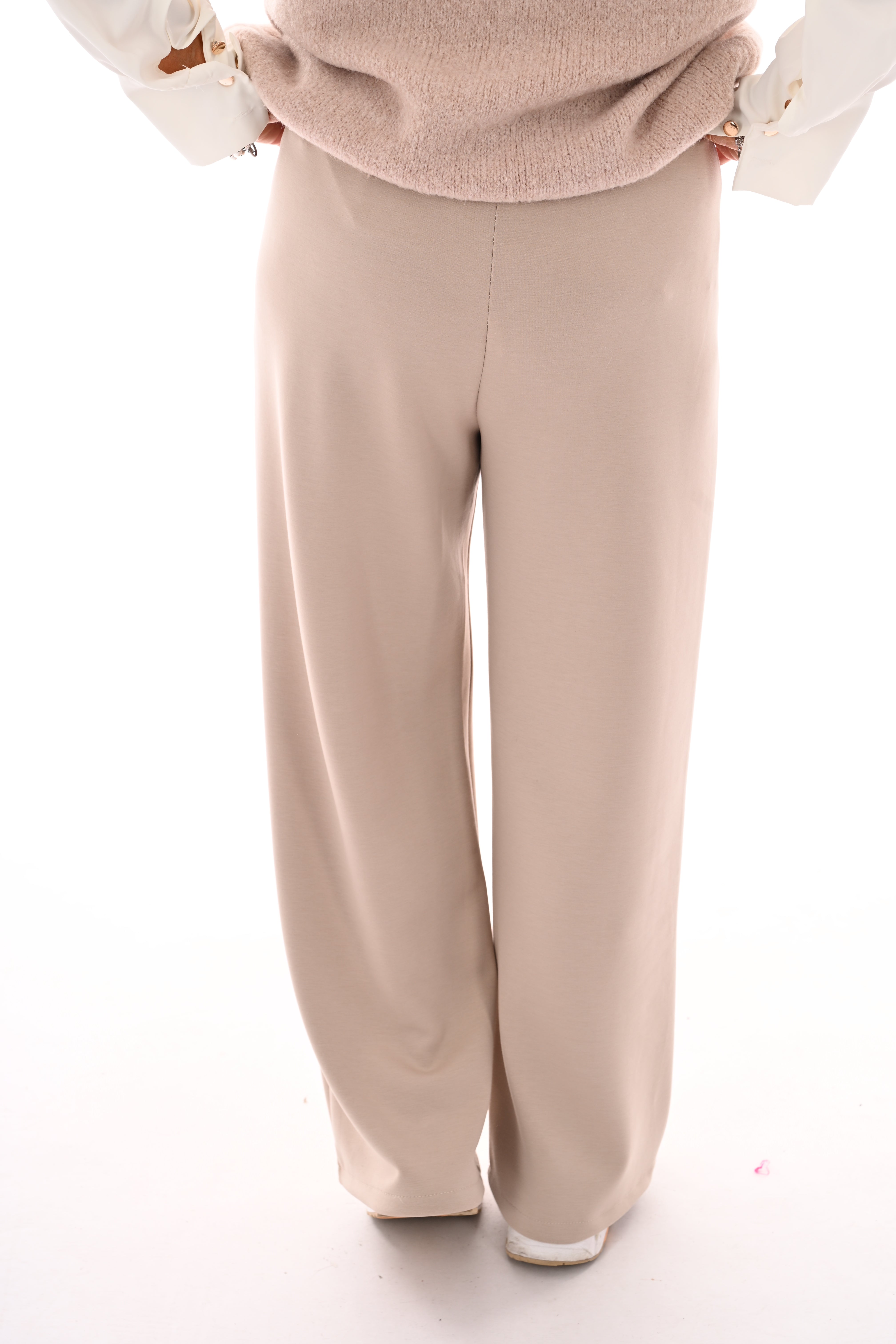 Wijde broek met naad beige