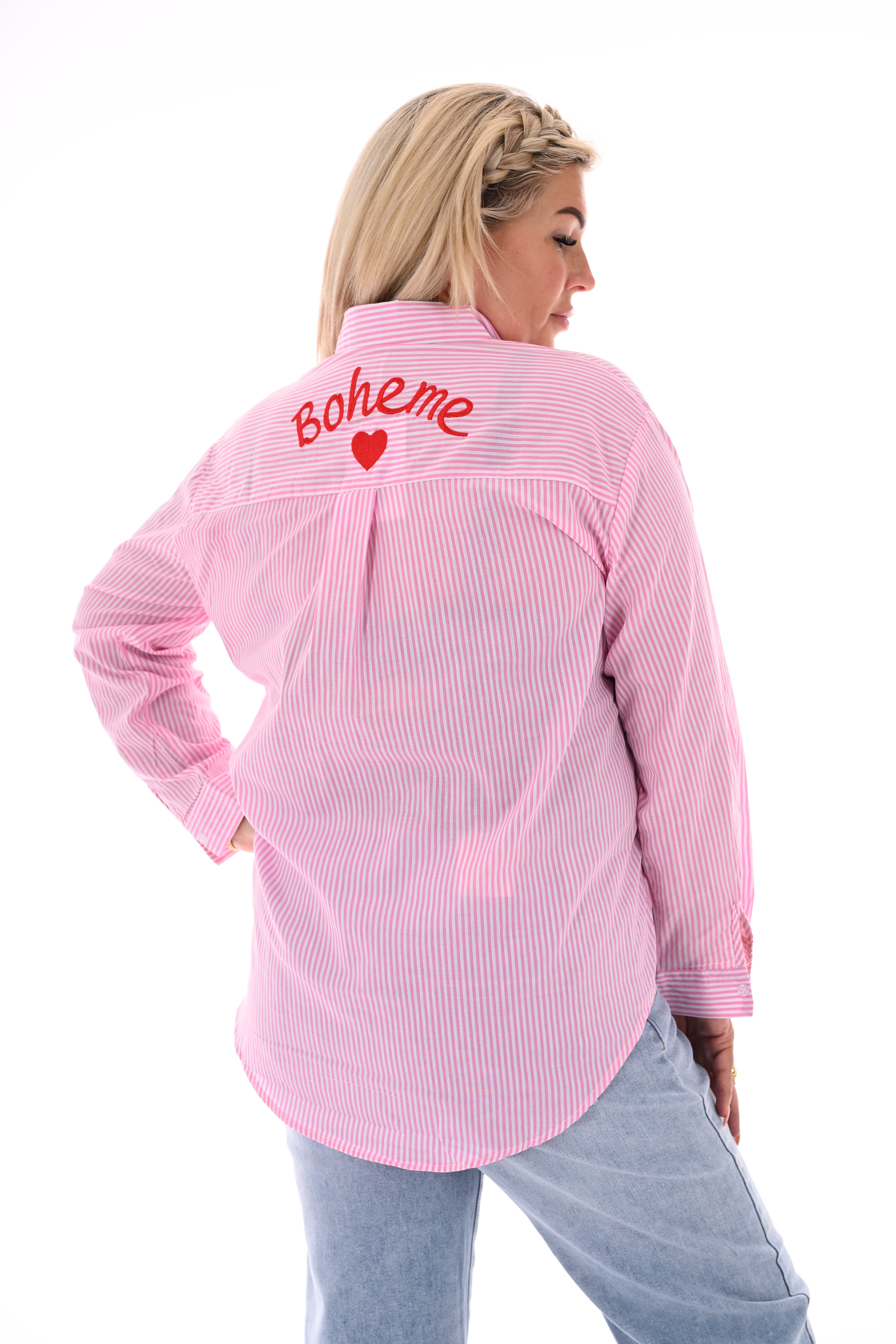 Blouse strepen Boheme roze