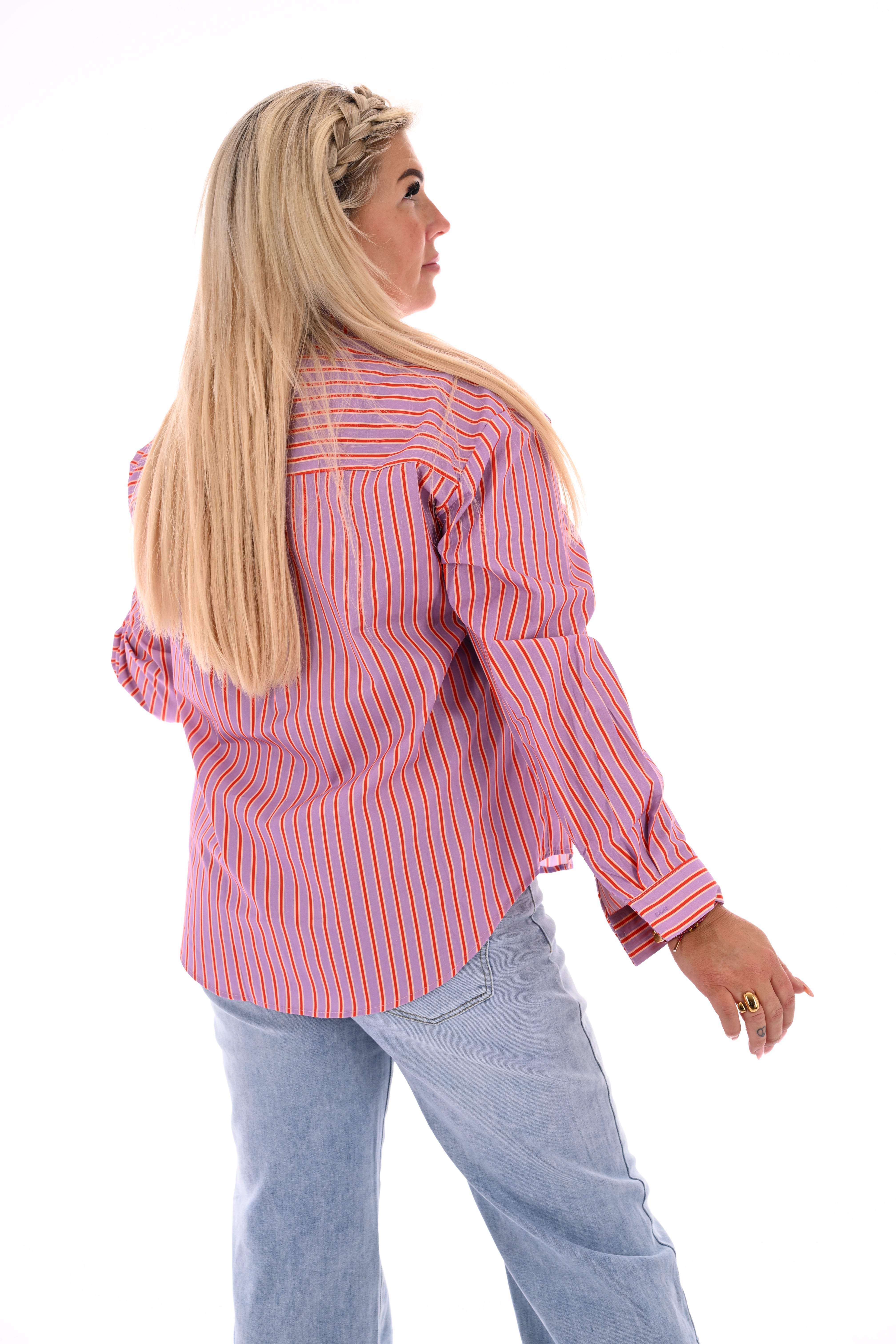 Blouse strepen lila/roze