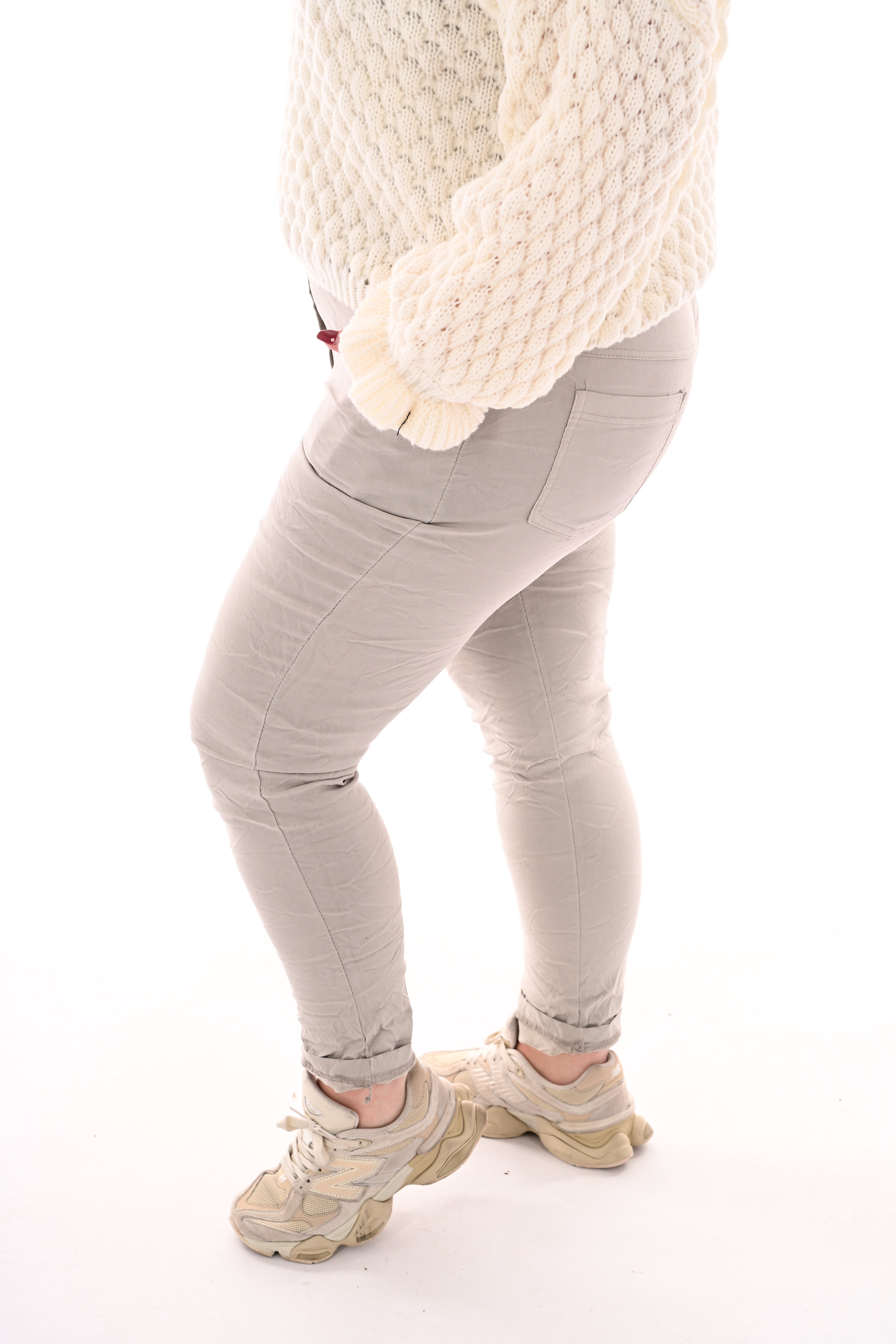 Stretchbroek uni taupe