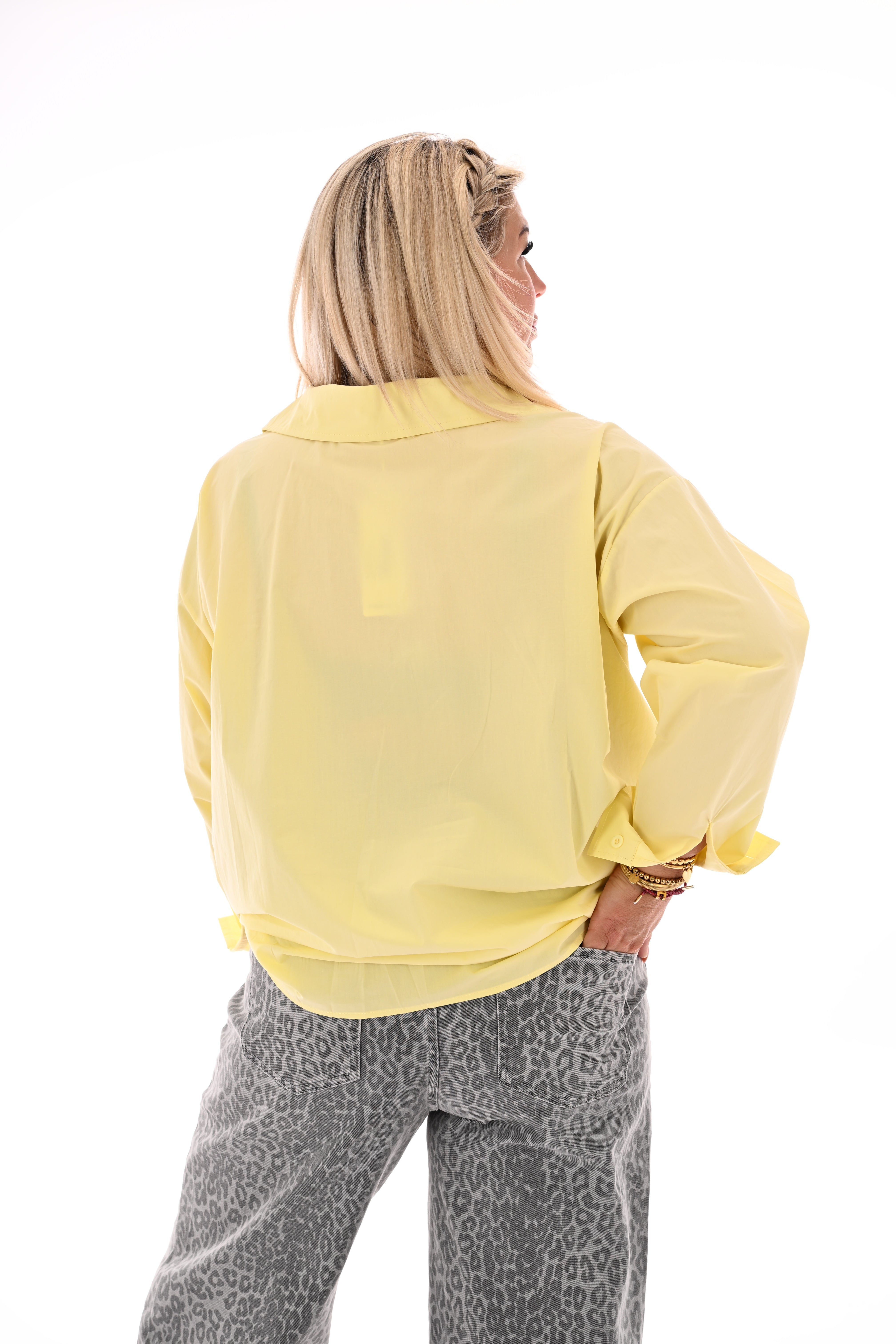 Blouse met hartjes lichtgeel