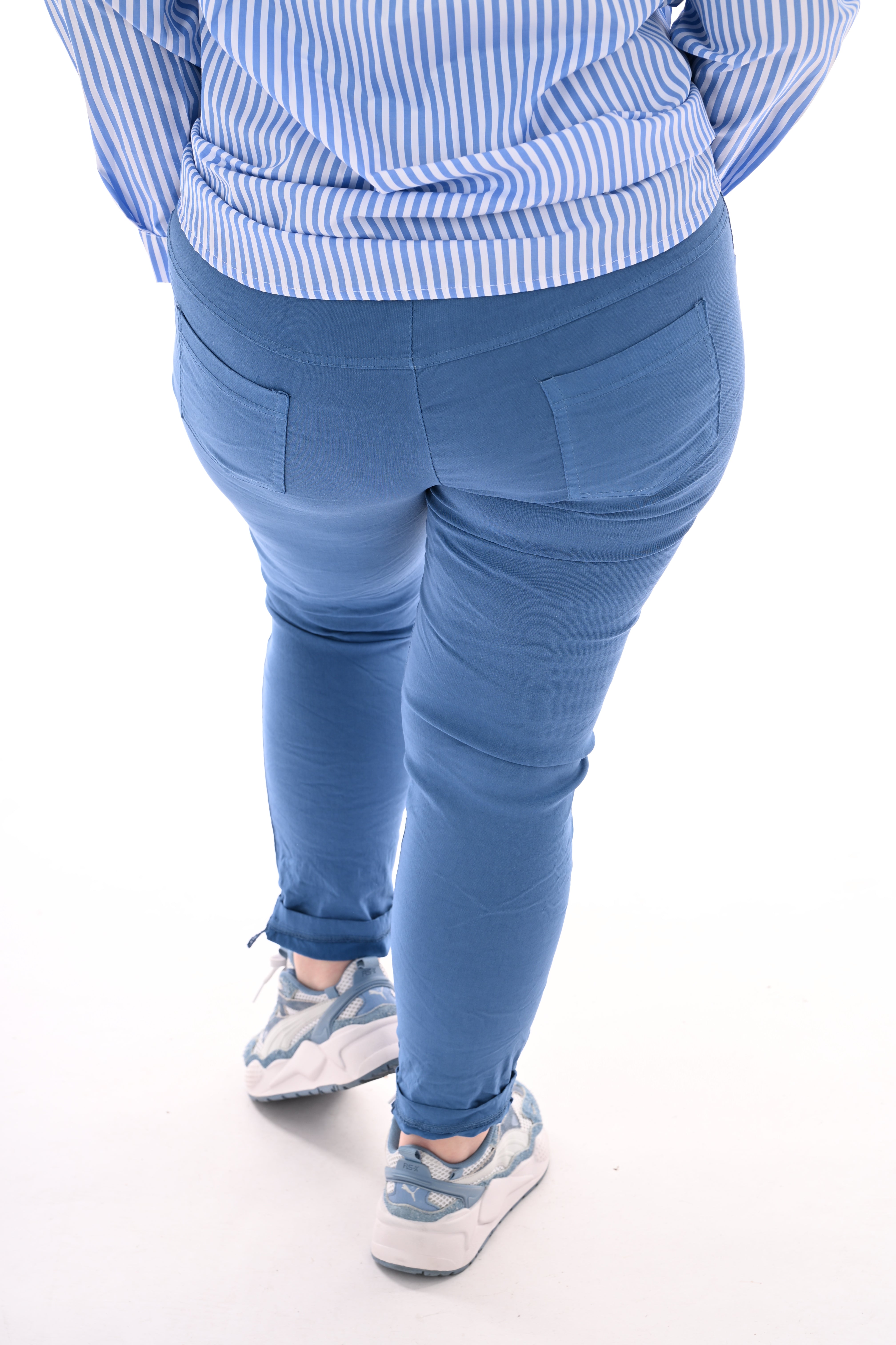 Stretchbroek uni jeansblauw