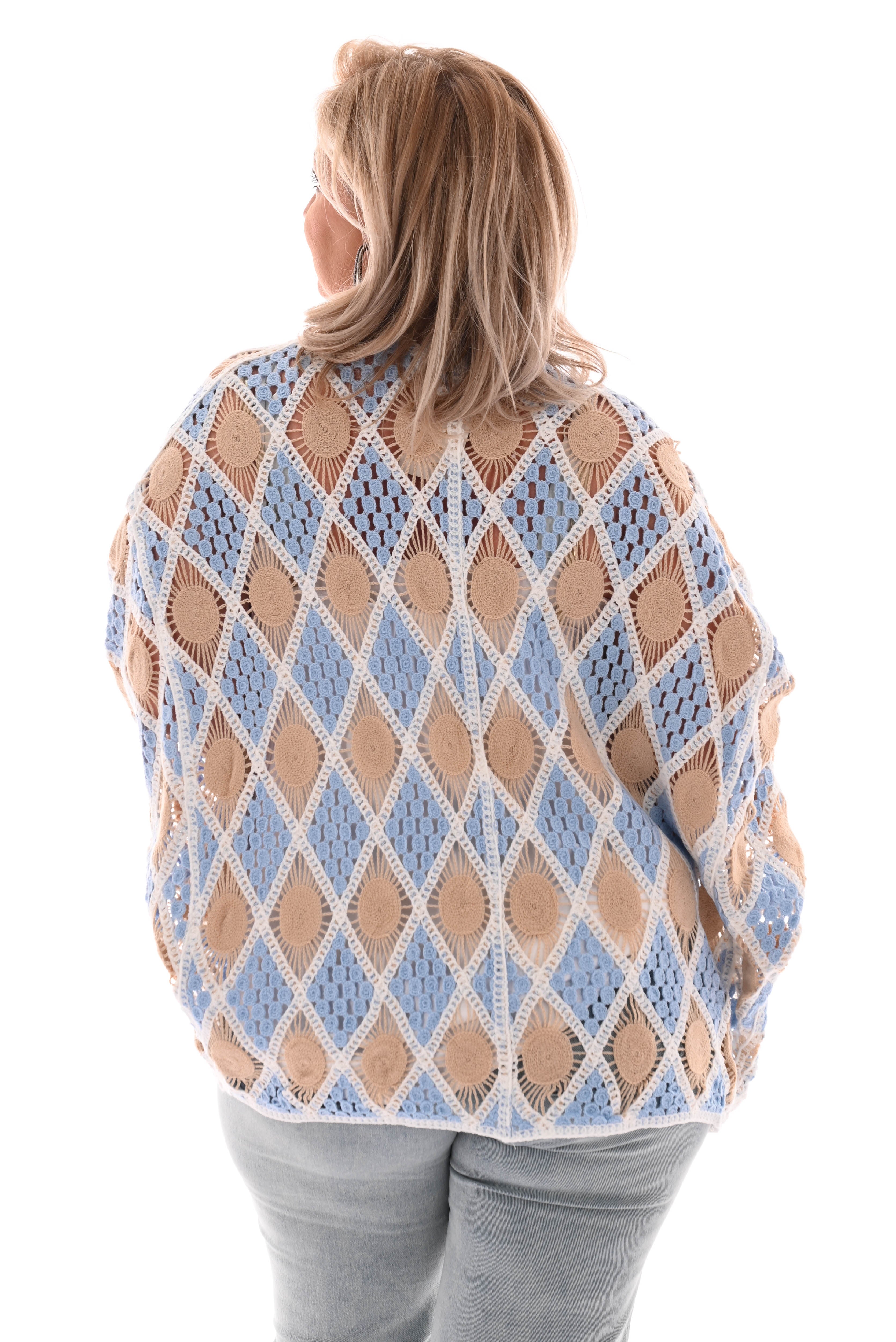 Gehaakt vest ruit blauw