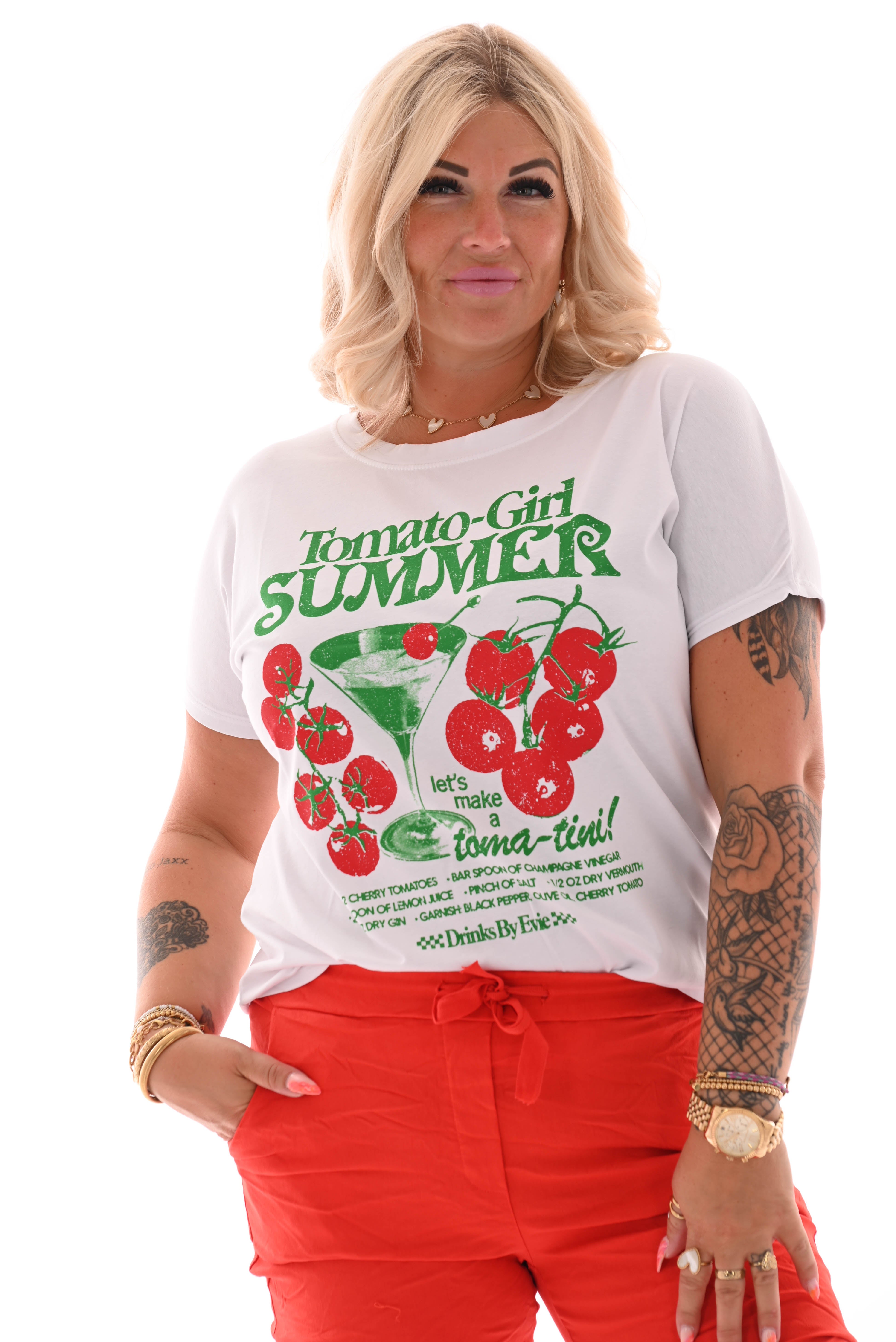 T-shirt tomato wit/groen