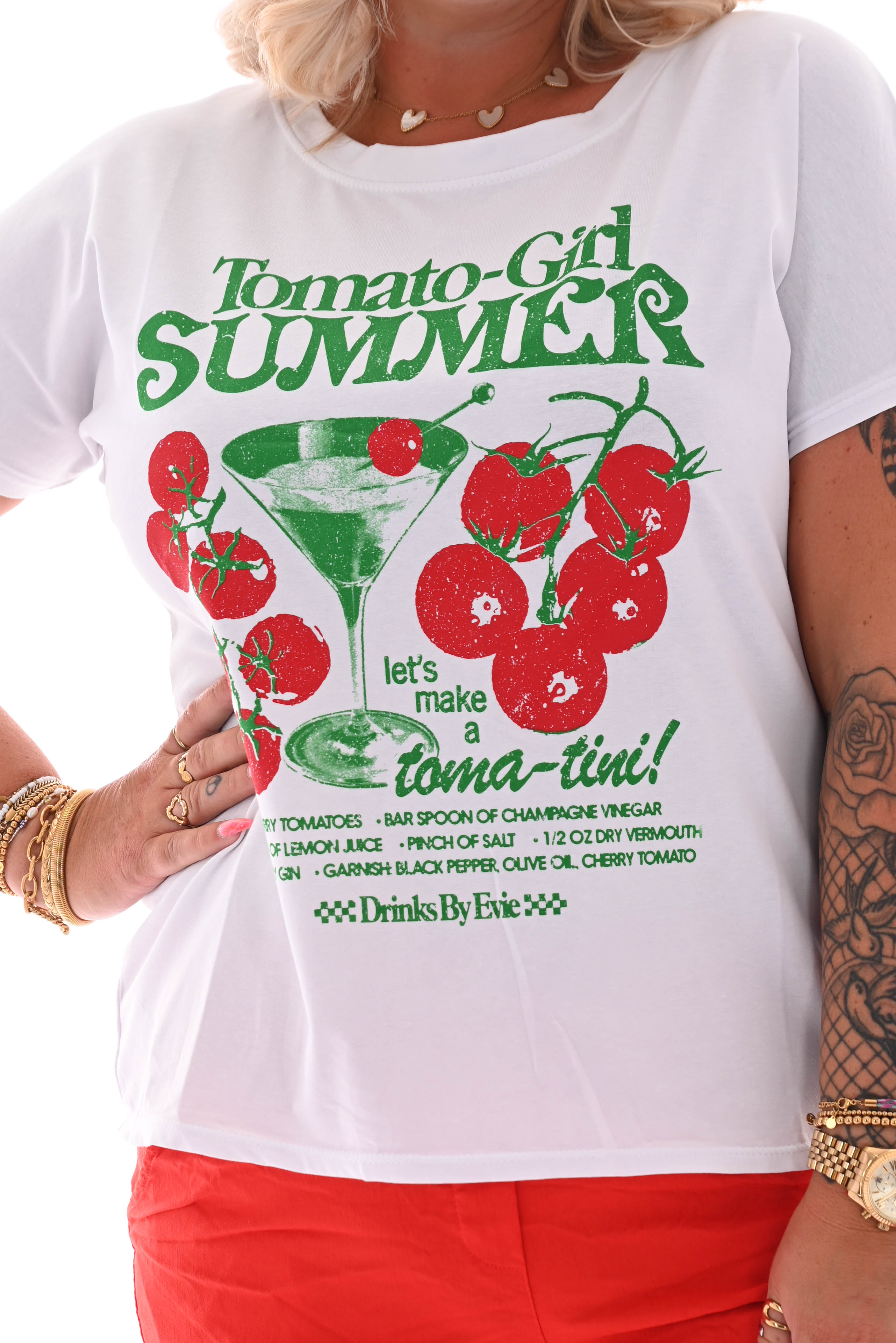 T-shirt tomato wit/groen