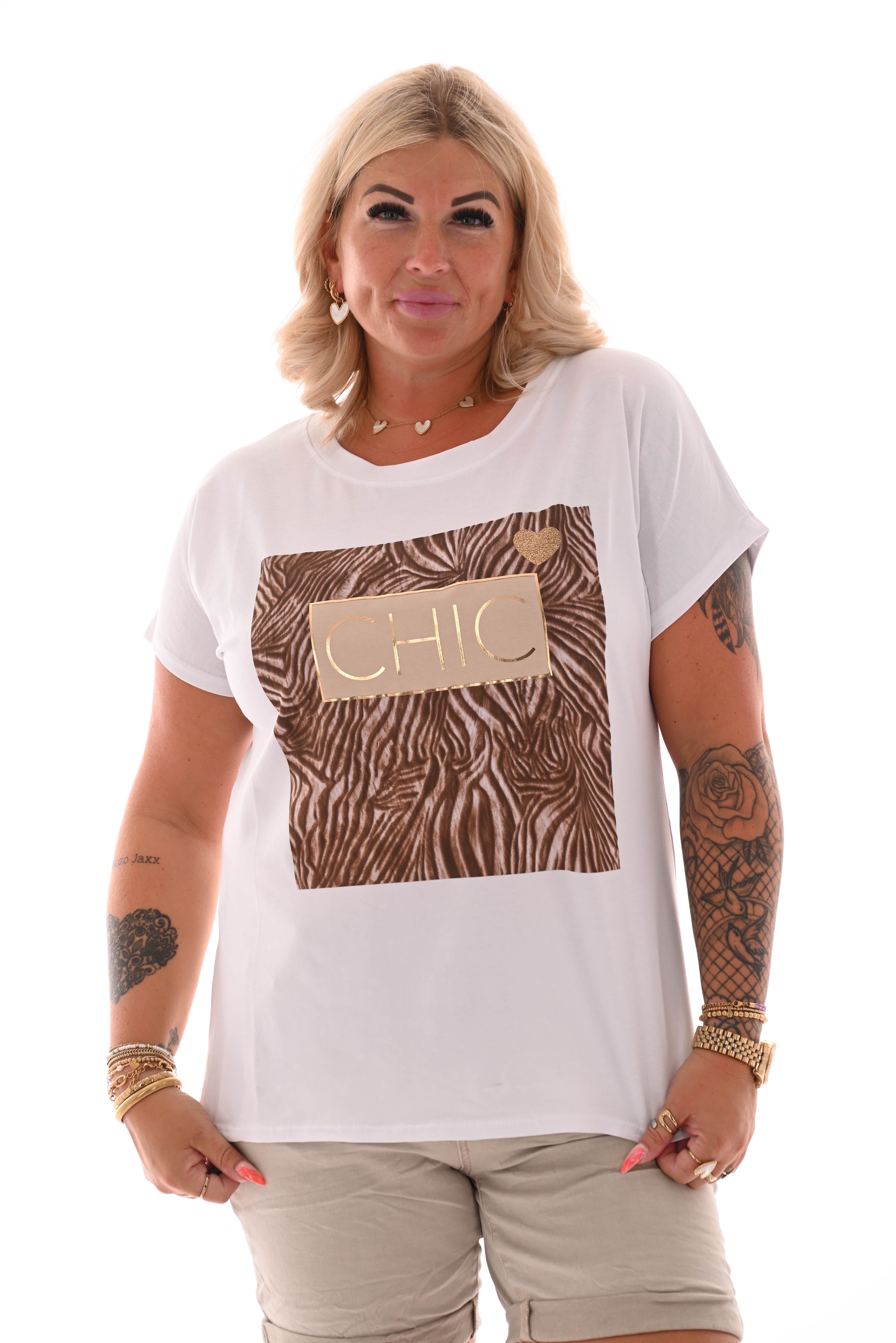 T-shirt chic wit/beige