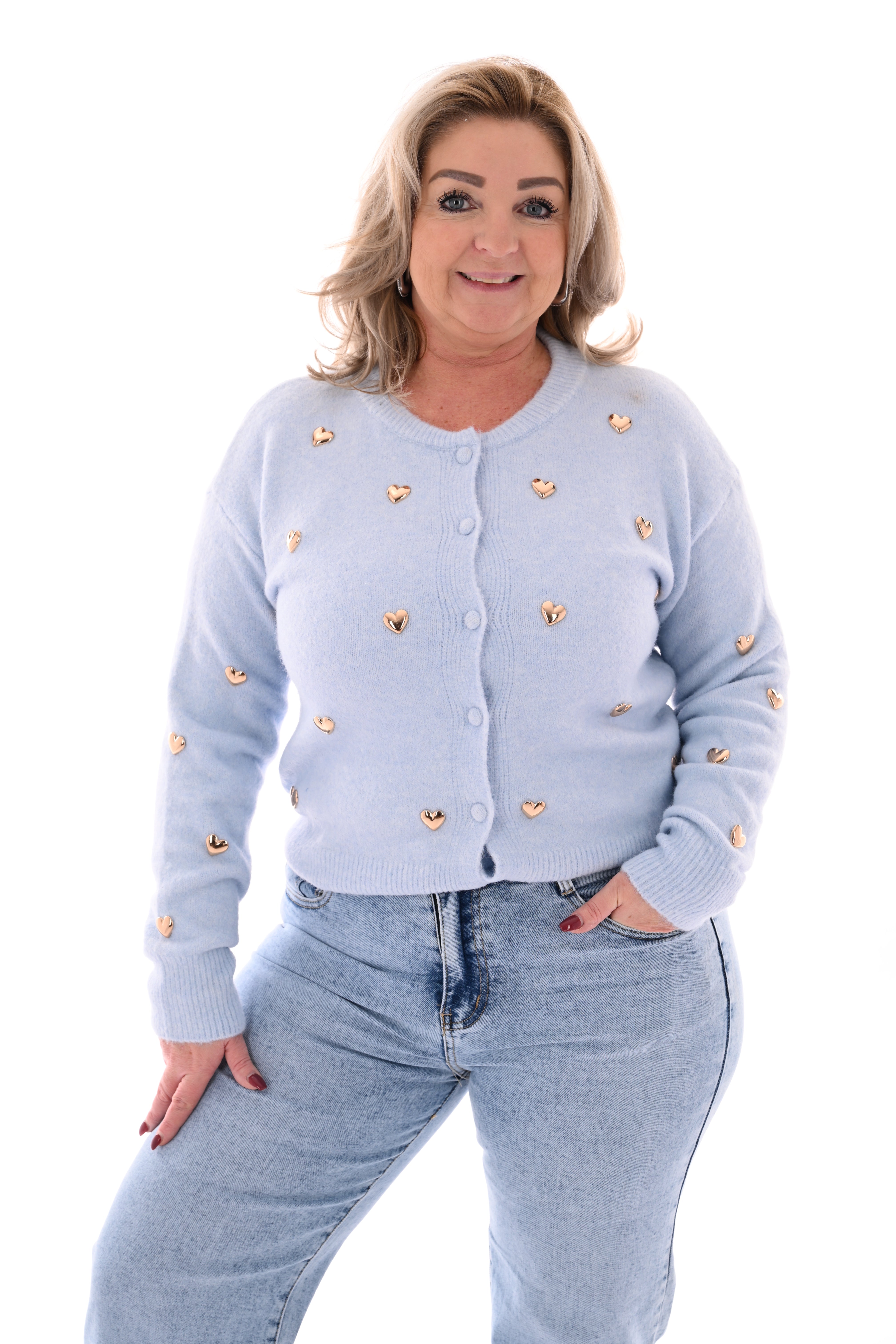 Vest hartjes lichtblauw