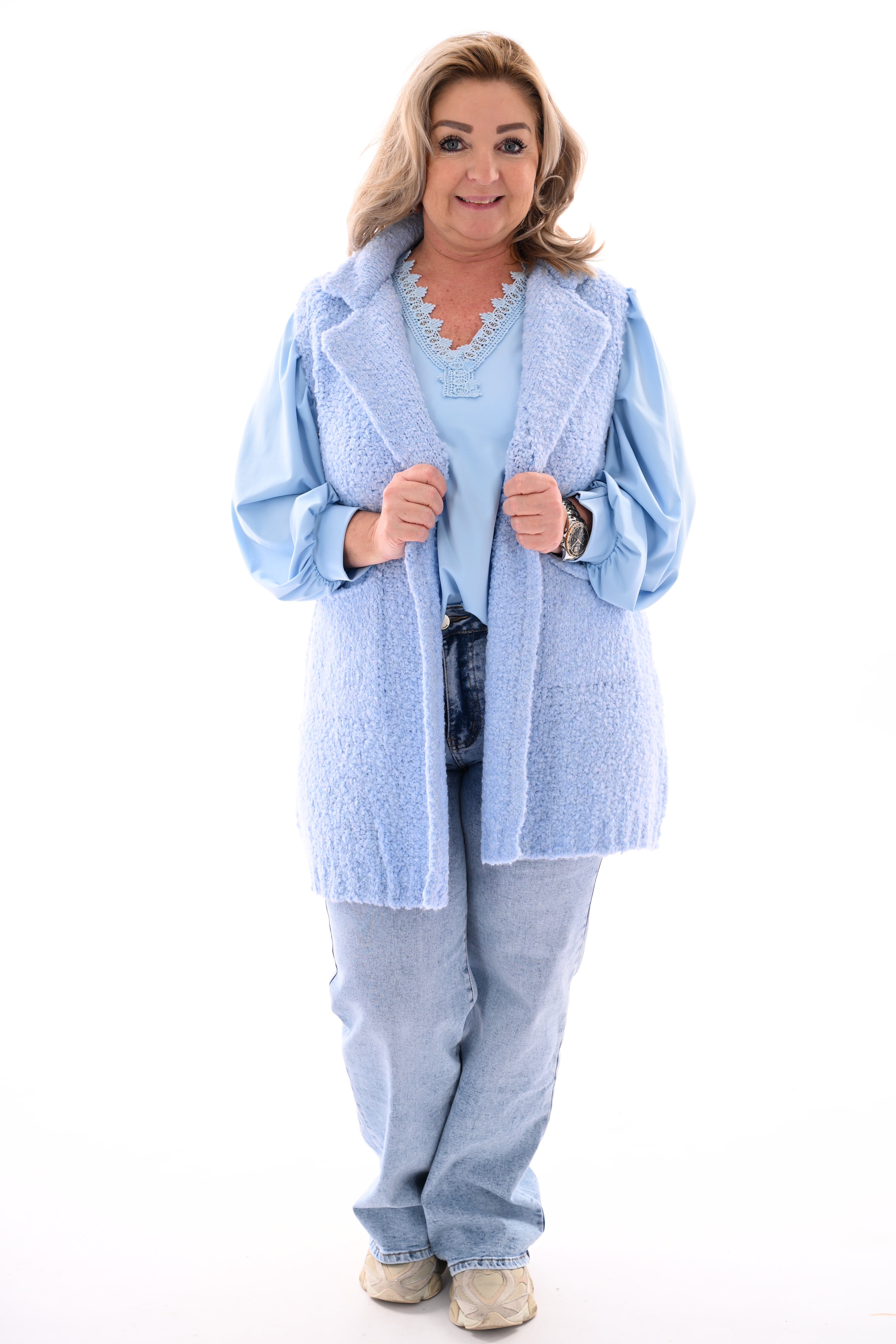 Gilet boucle lichtblauw