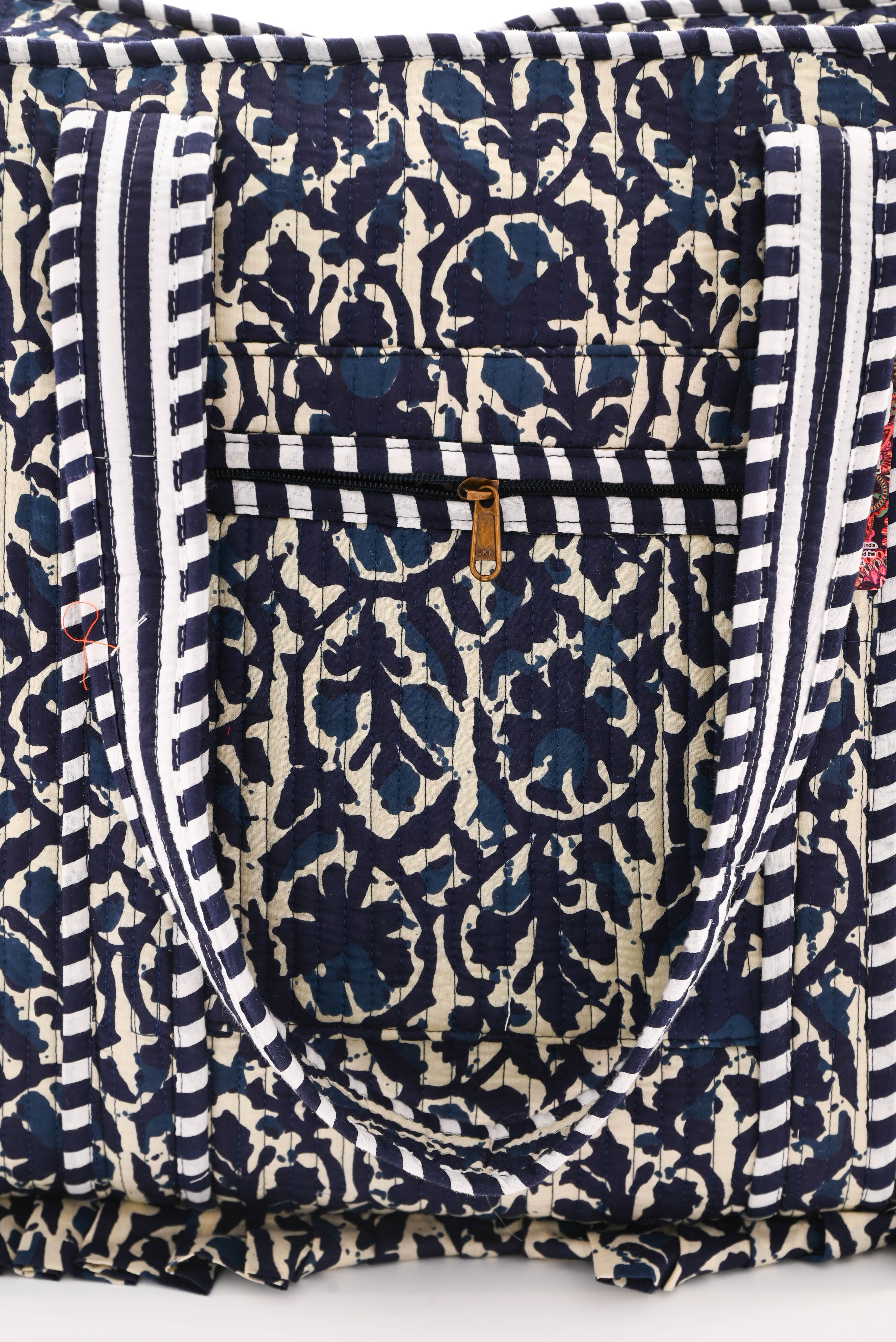 Strandtas print barok marineblauw