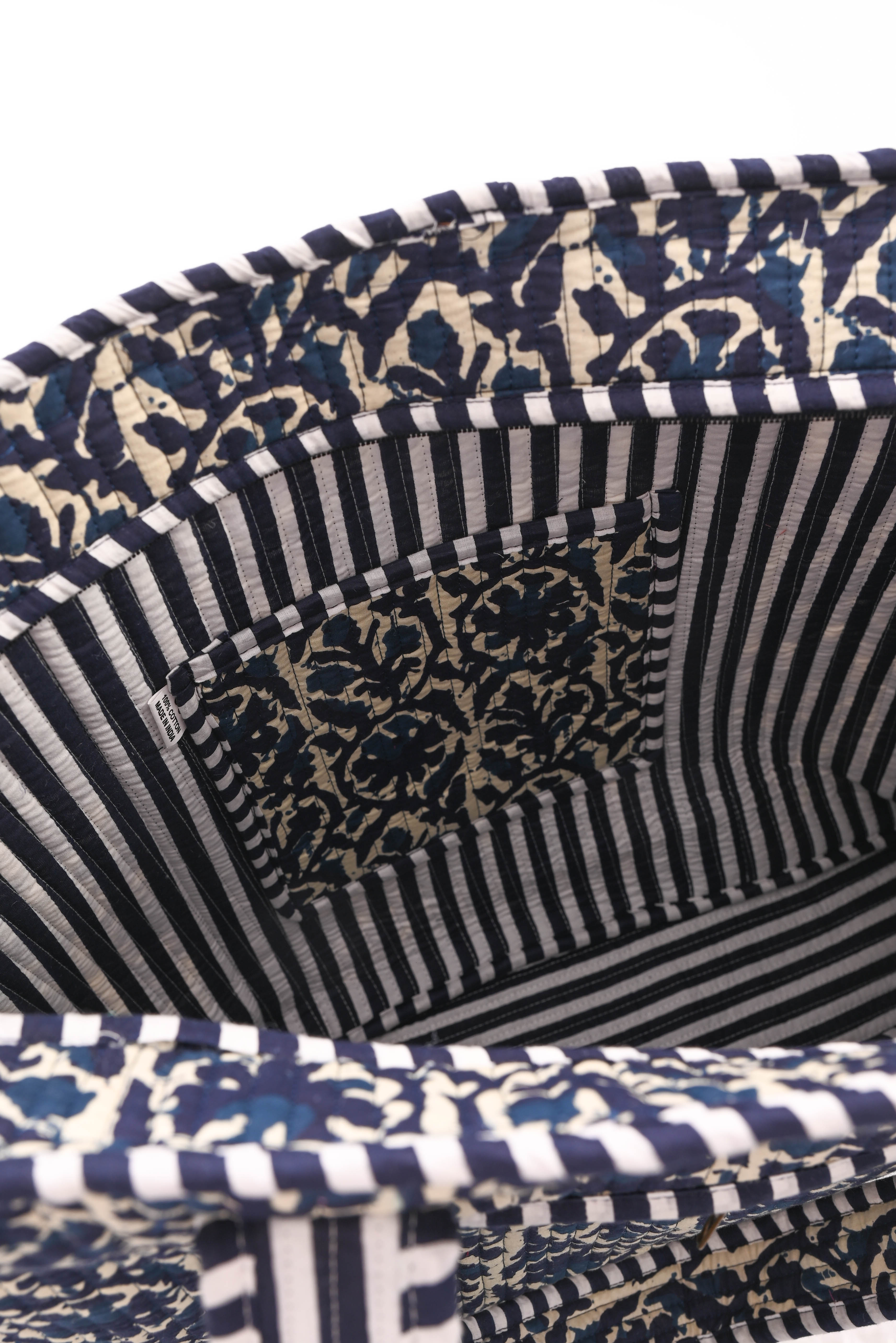 Strandtas print barok marineblauw