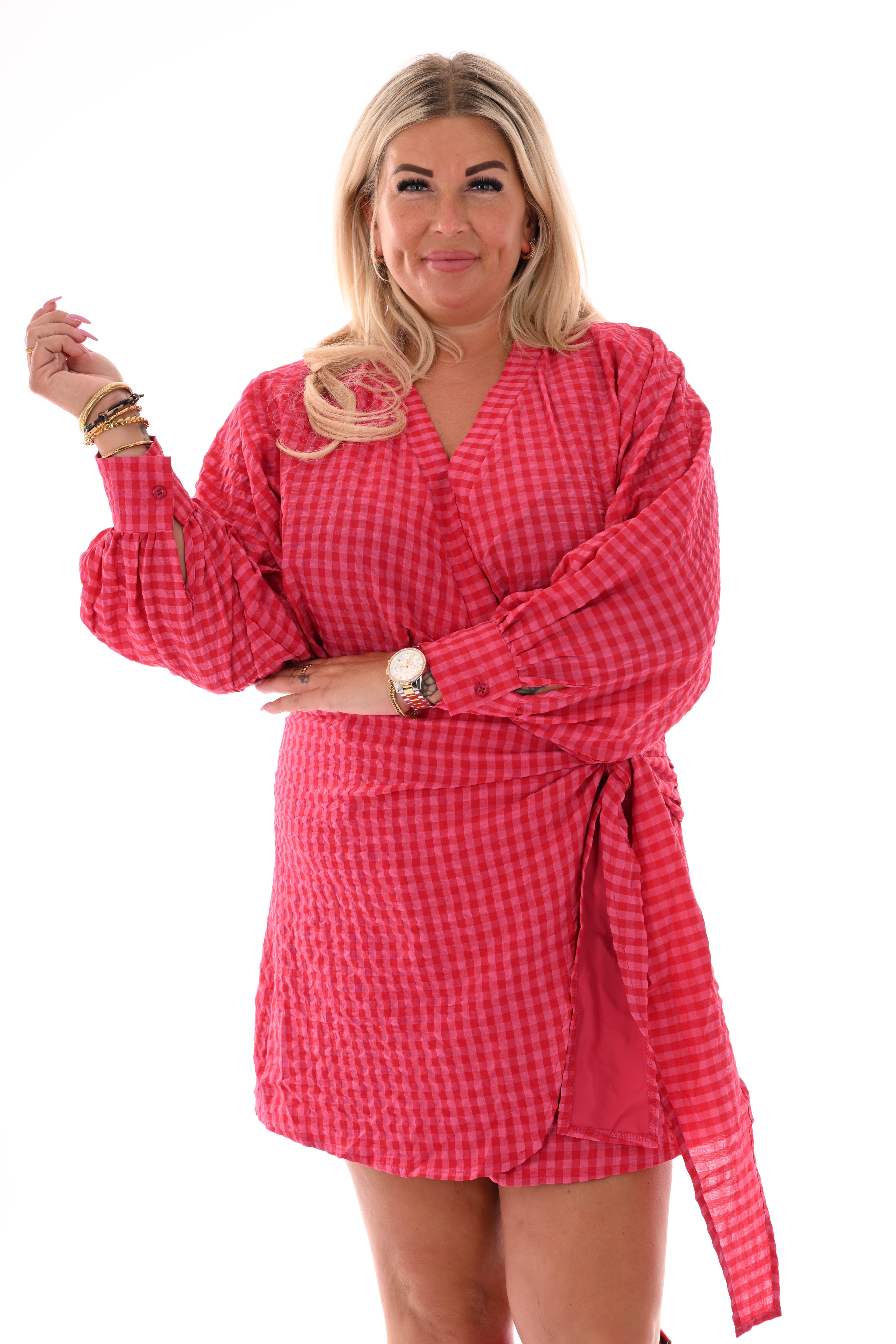 Kort wikkeljurkje blokjes lichtroze/rood