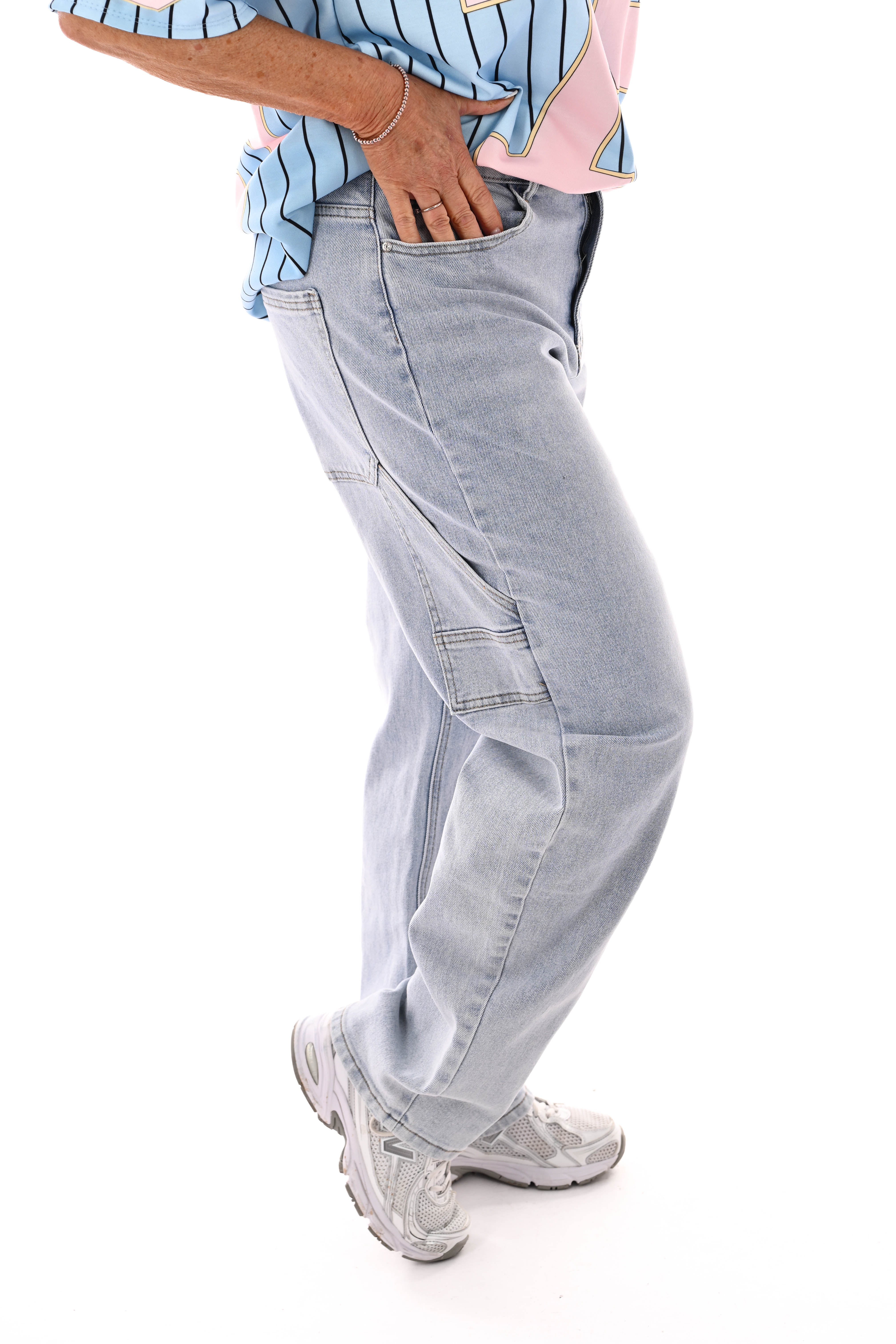 Miss Bon jeans wide leg lichtblauw