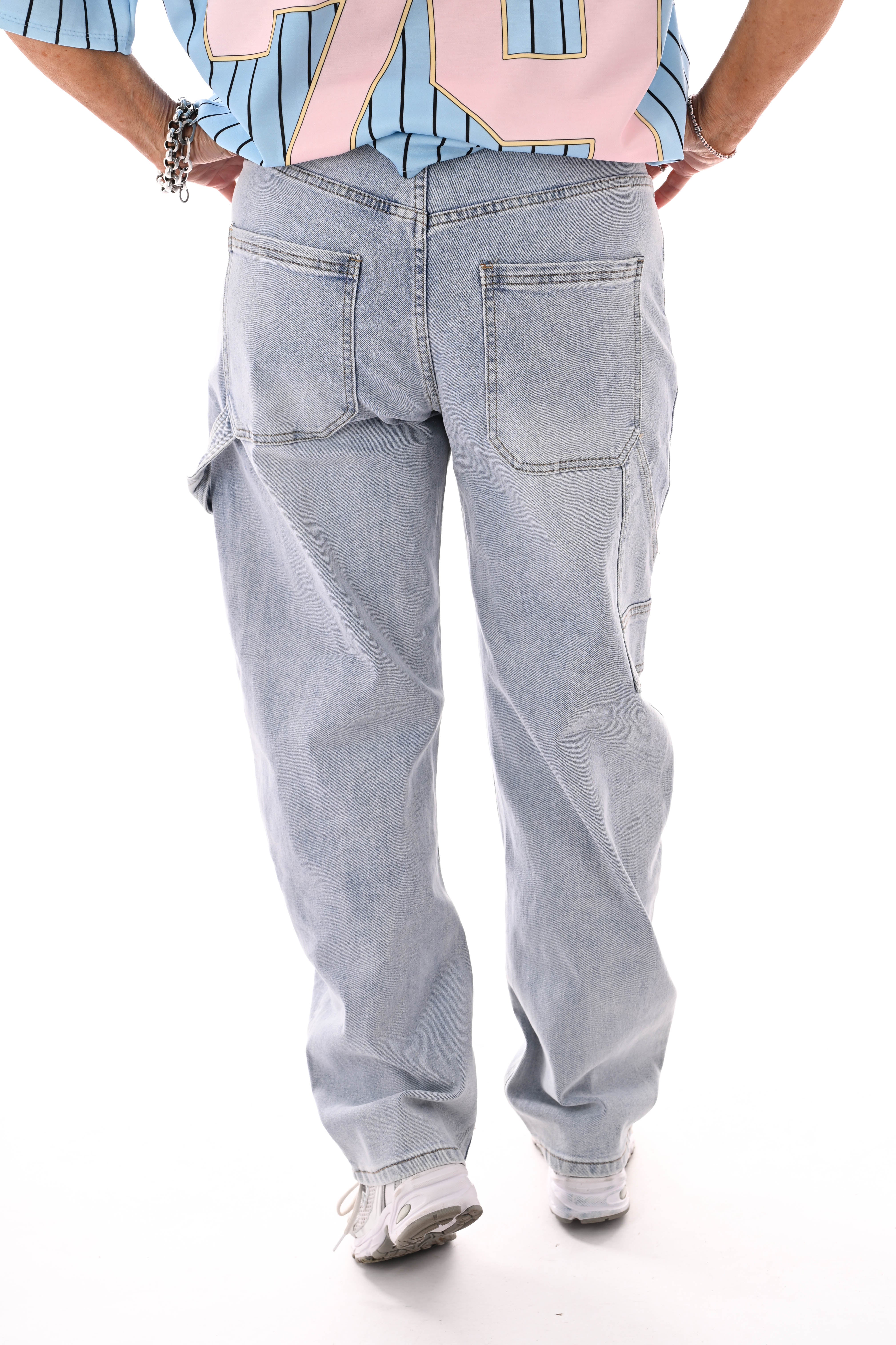 Miss Bon jeans wide leg lichtblauw