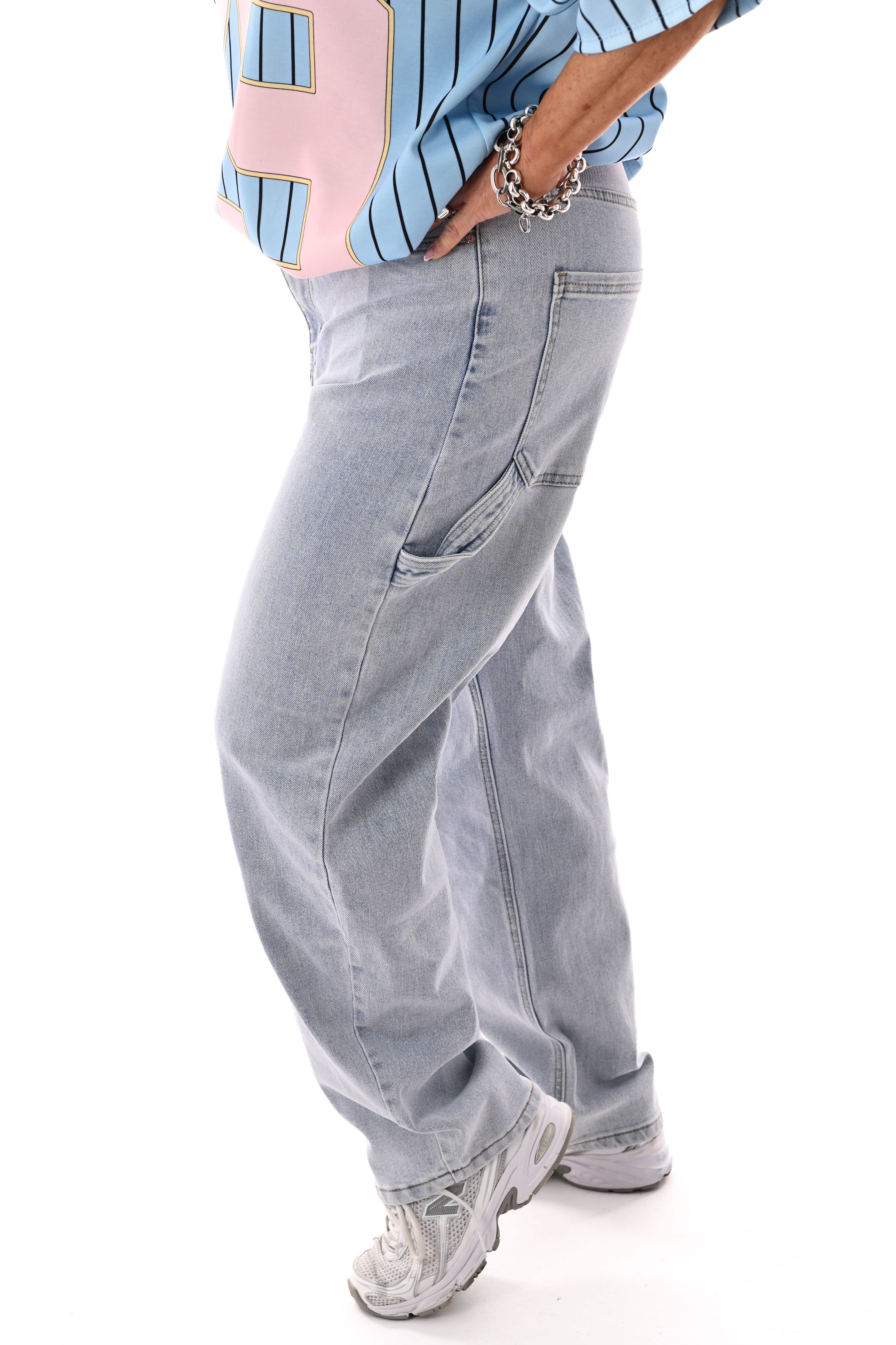 Miss Bon jeans wide leg lichtblauw