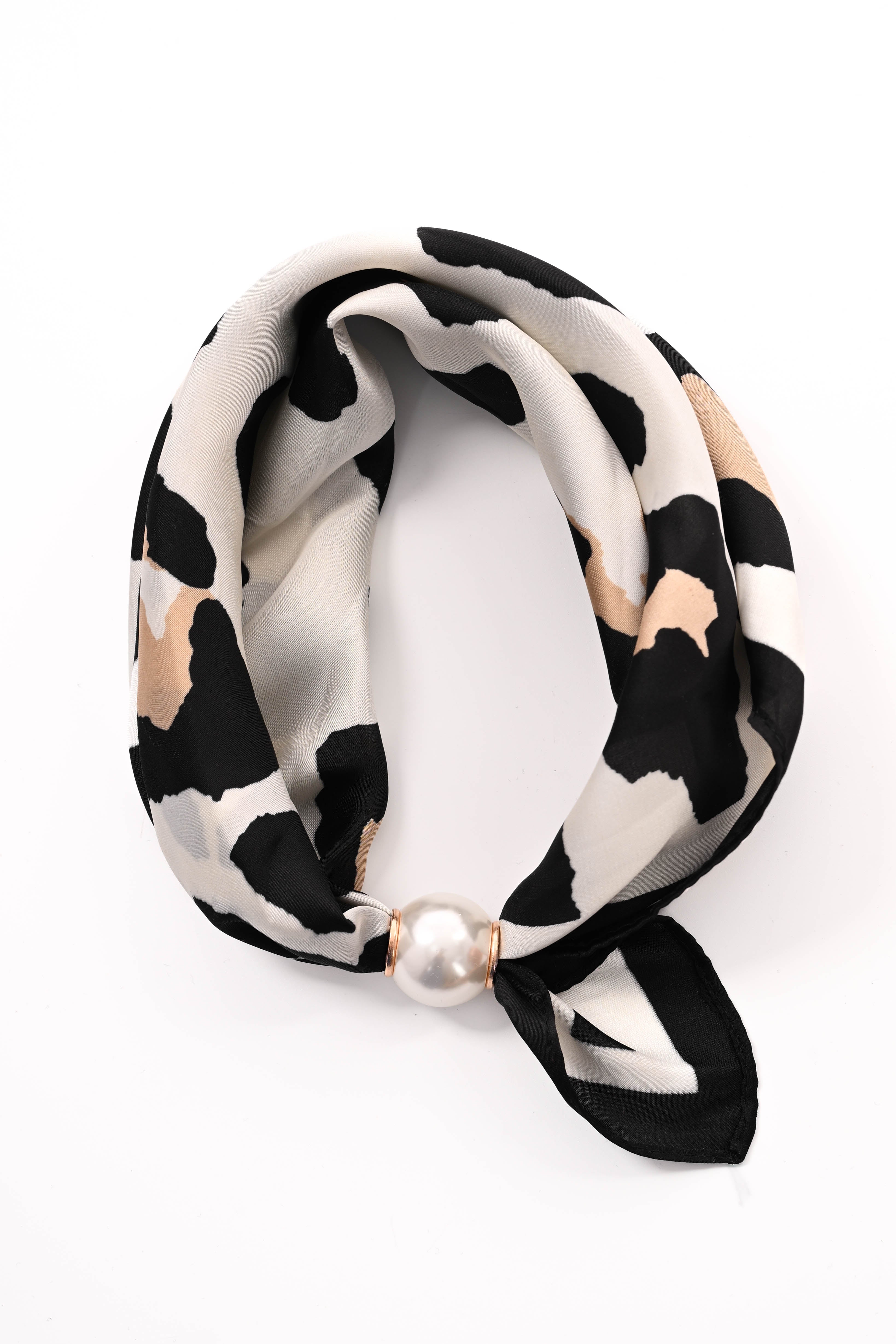 Kort sjaaltje parel met magneet panter beige