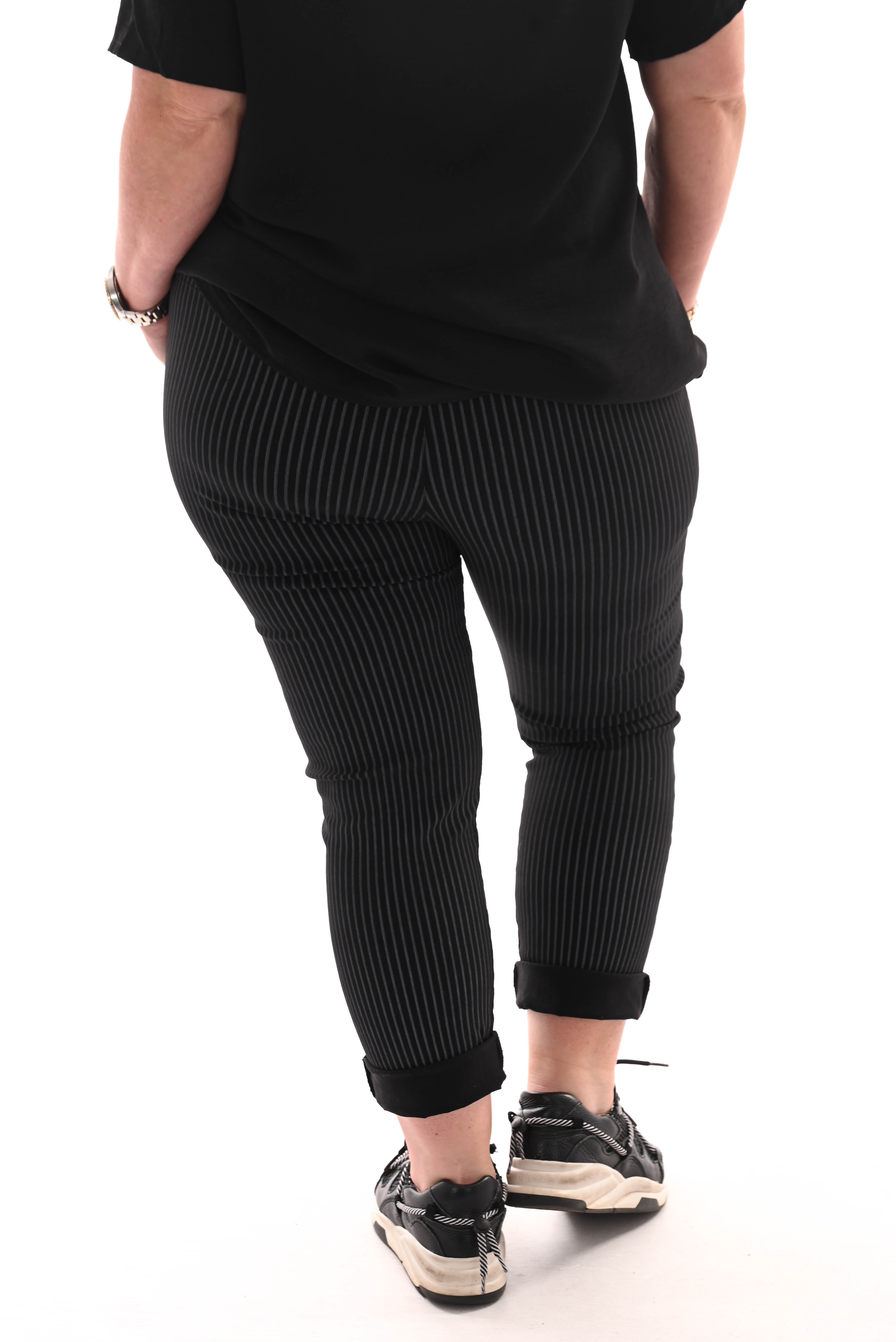 Stretchbroek streep zwart