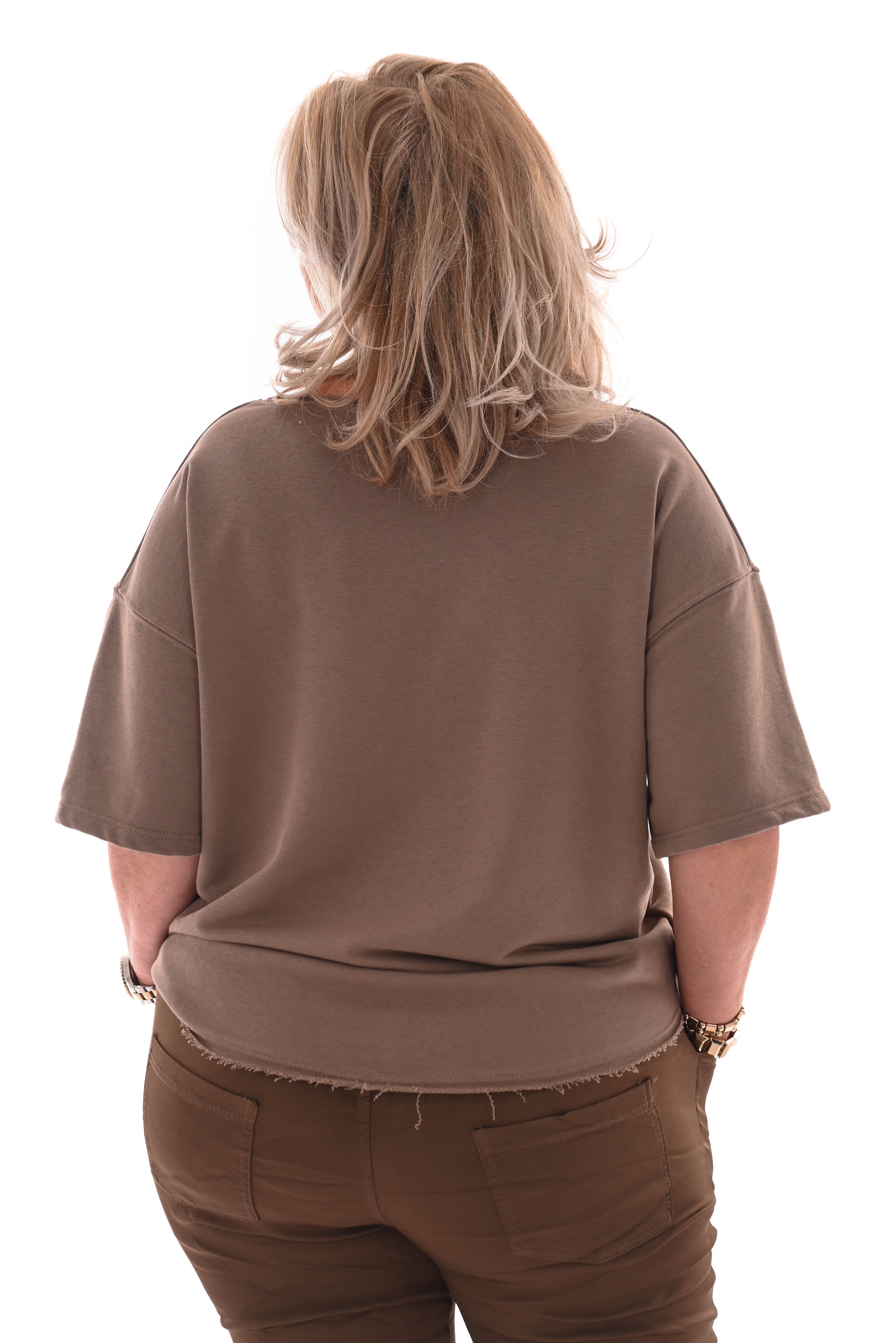 Sweater korte mouwen prosecco mood taupe