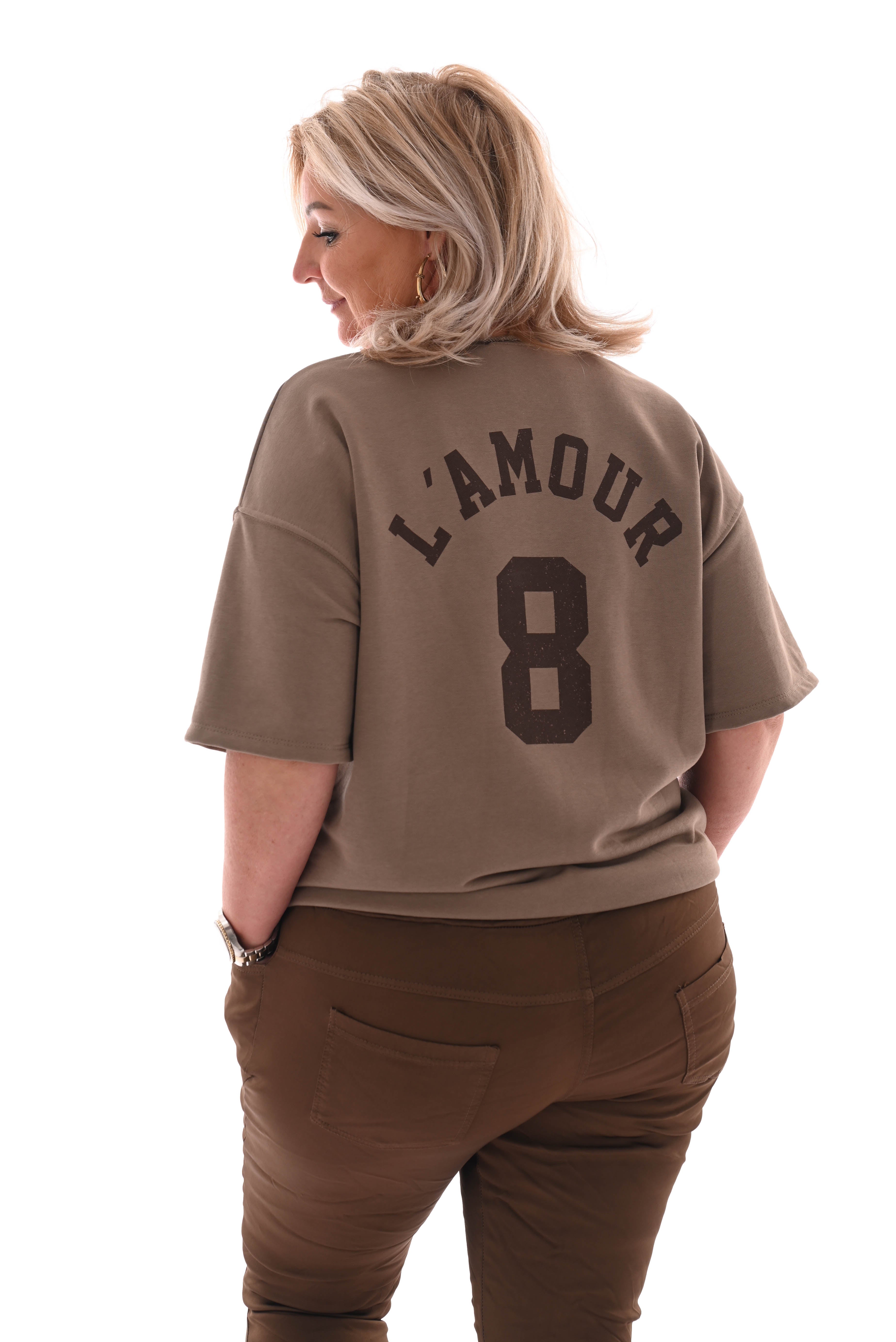 Sweater korte mouwen l'amour 8 taupe