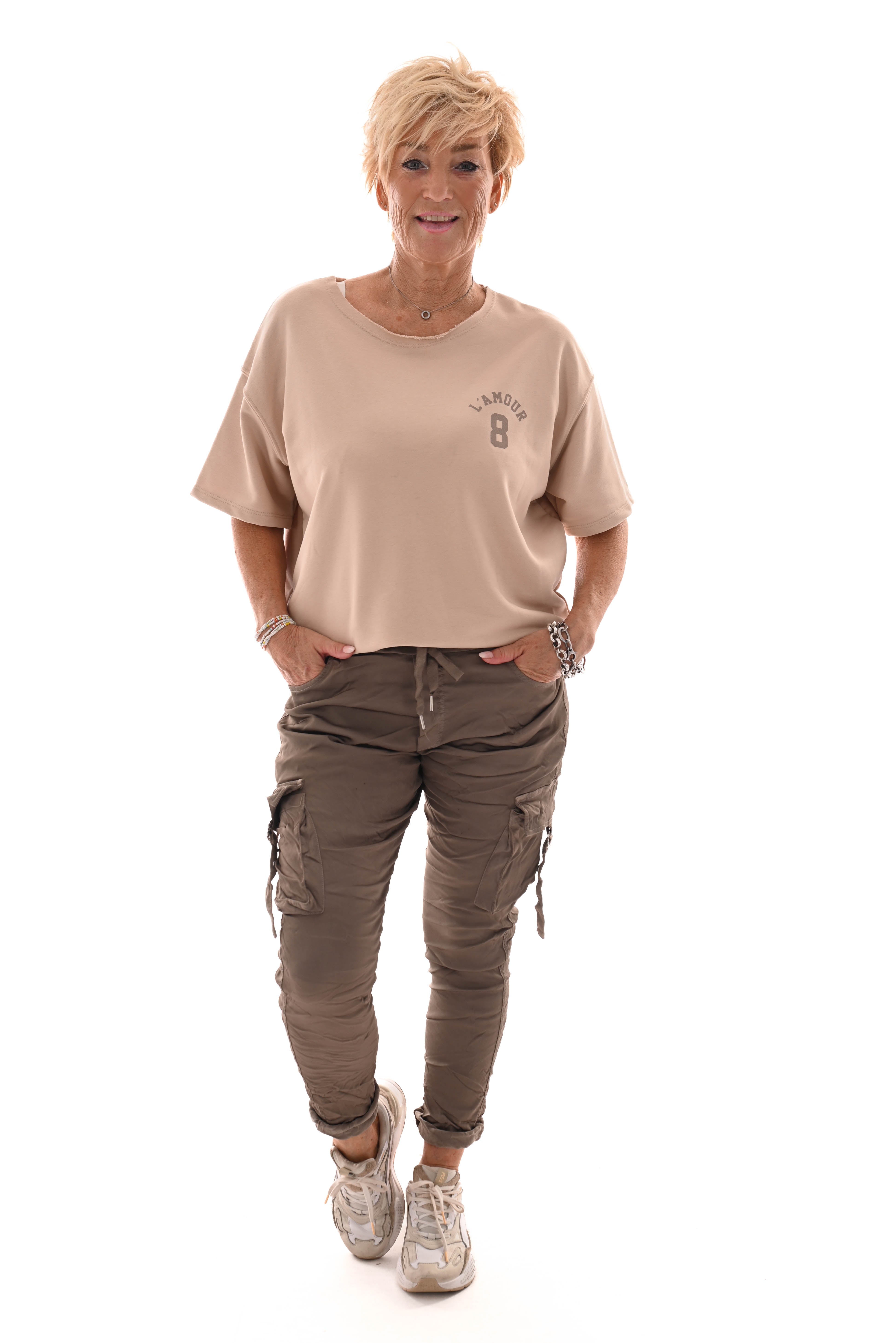 Sweater korte mouwen l'amour 8 beige