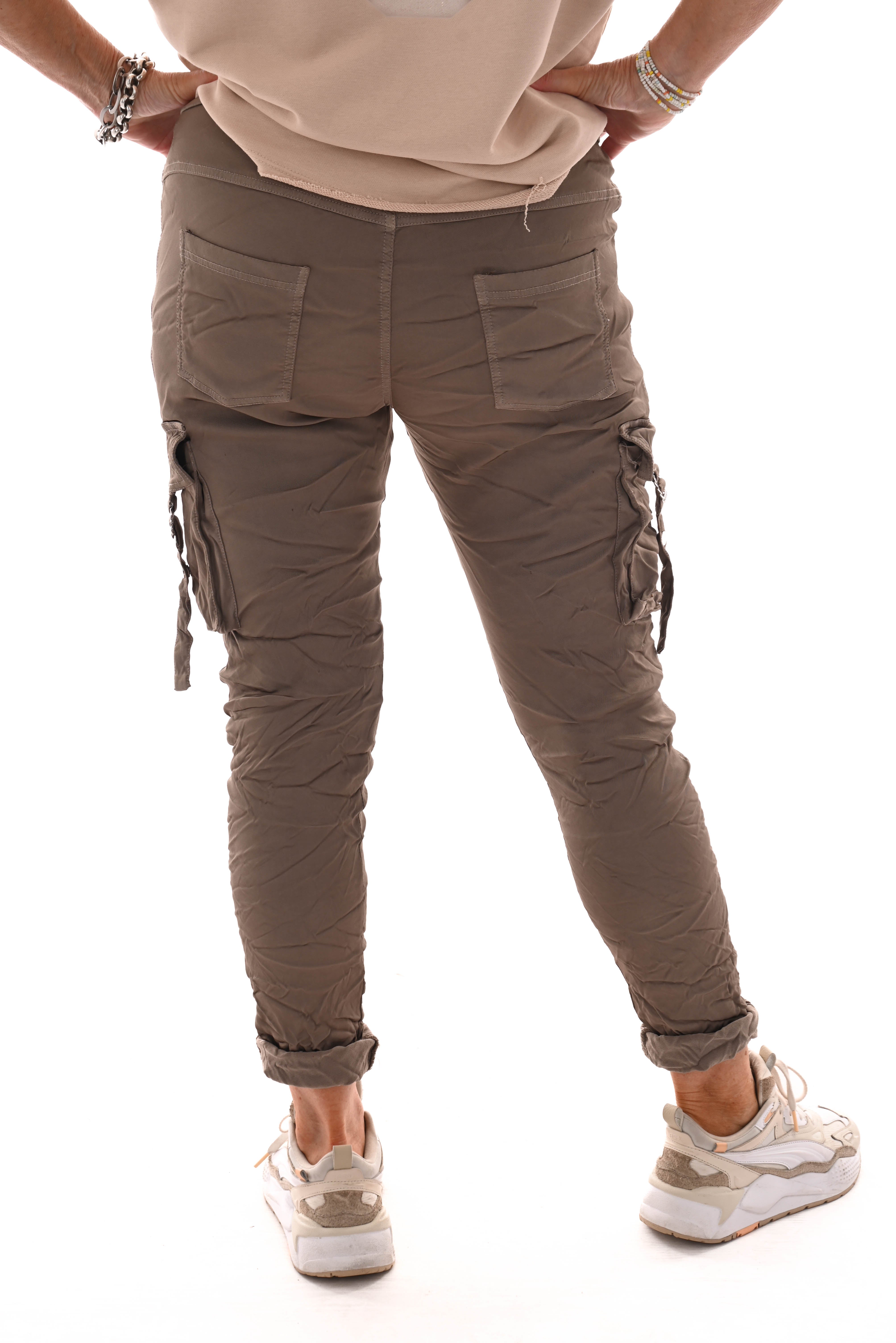 Stretchbroek silky cargo taupe