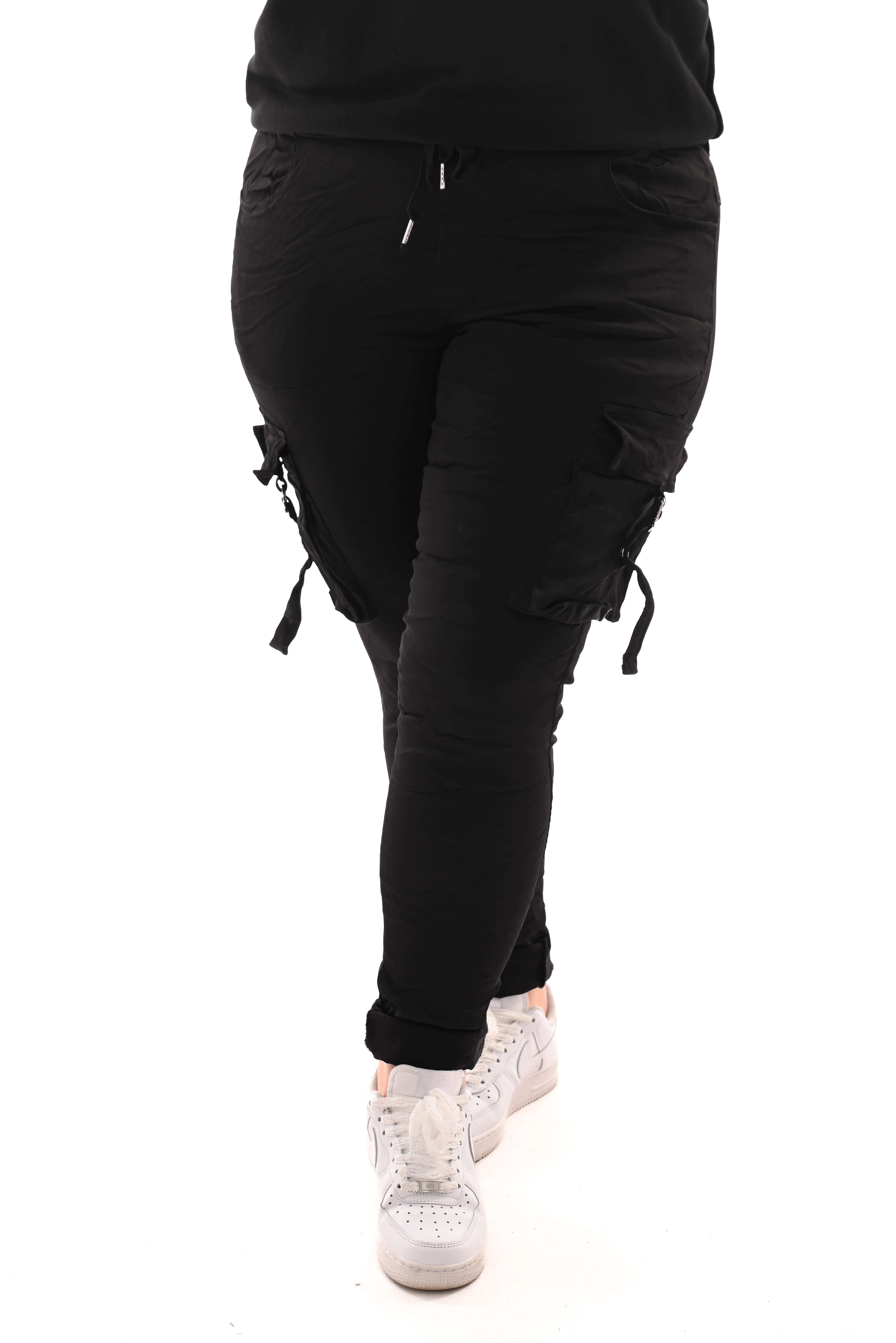 Stretchbroek silky cargo zwart