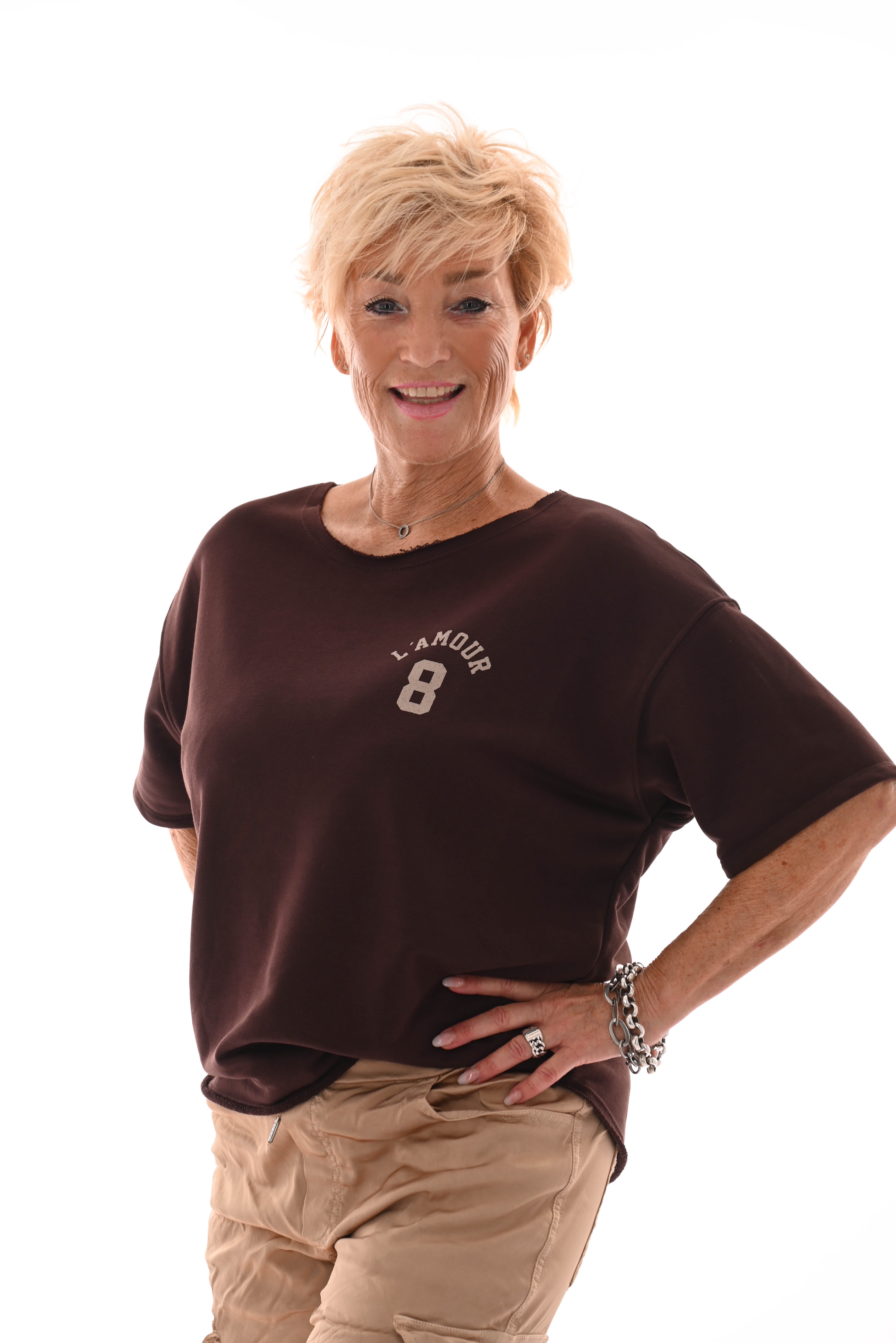 Sweater korte mouwen l'amour 8 donkerbruin