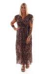 Maxi jurk met stroken print snake beige