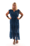 Maxi jurk met stroken print lines blauw