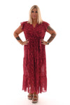 Maxi jurk met stroken print lines rood