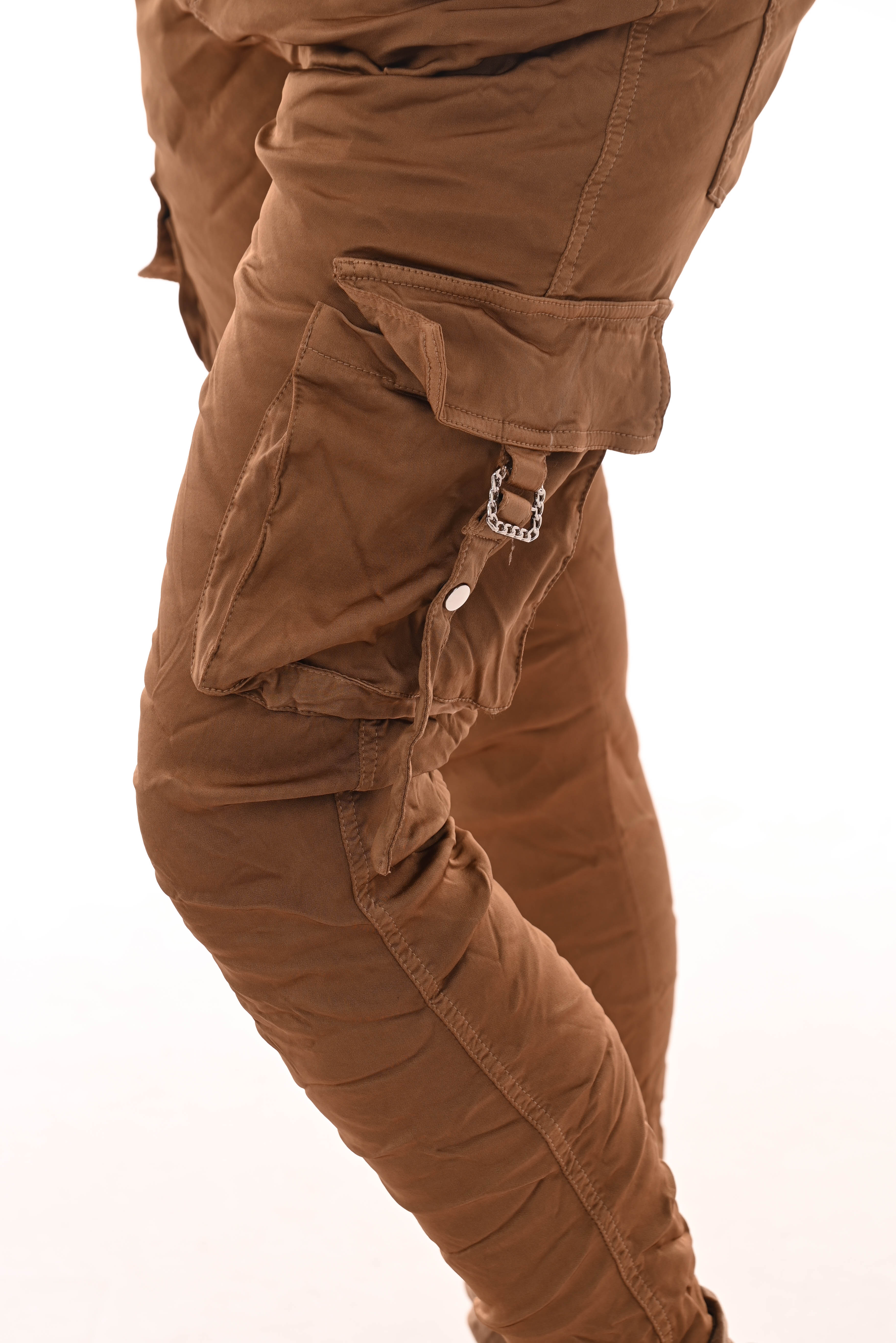 Stretchbroek silky cargo camel