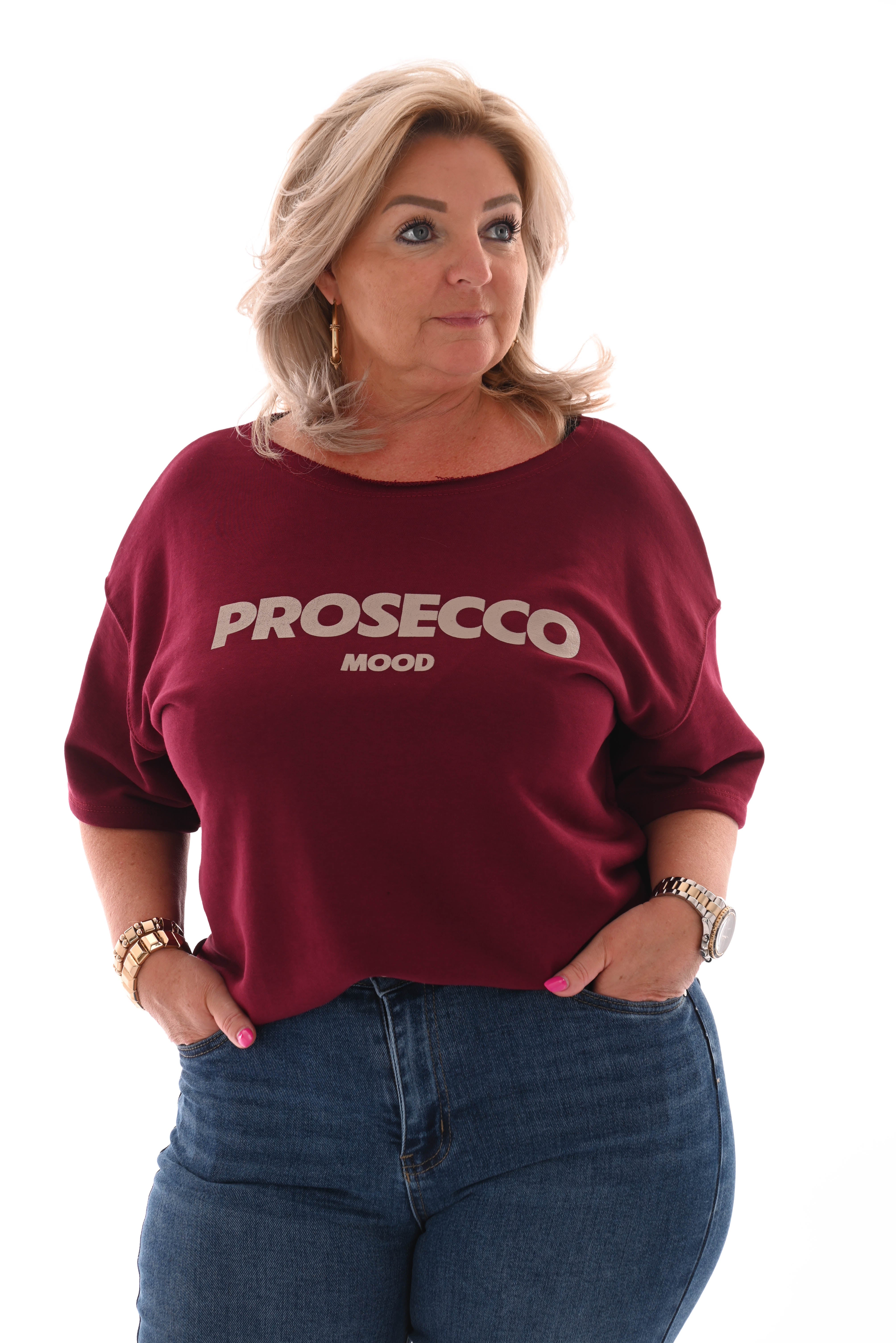 Sweater korte mouwen prosecco mood bordeaux
