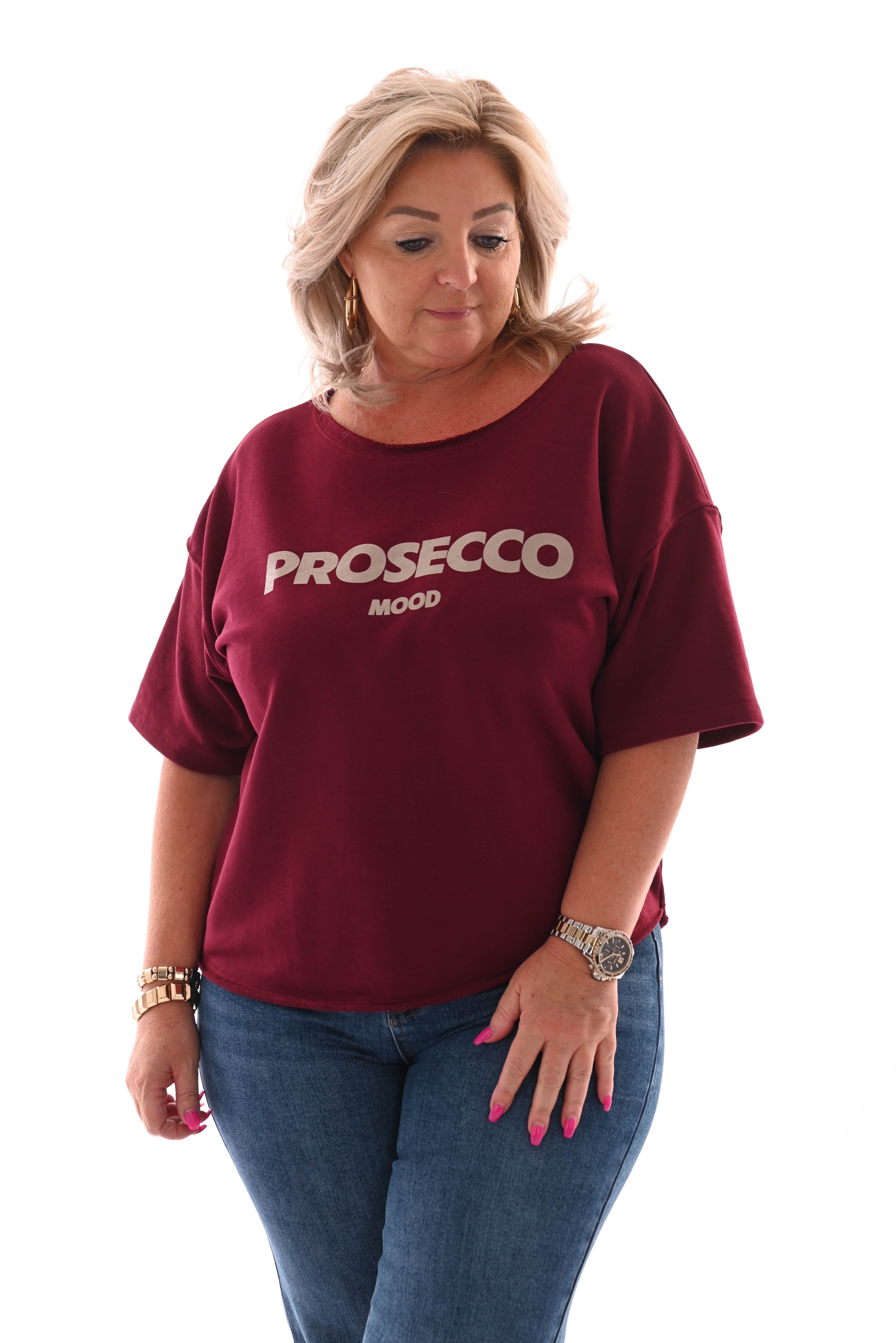 Sweater korte mouwen prosecco mood bordeaux