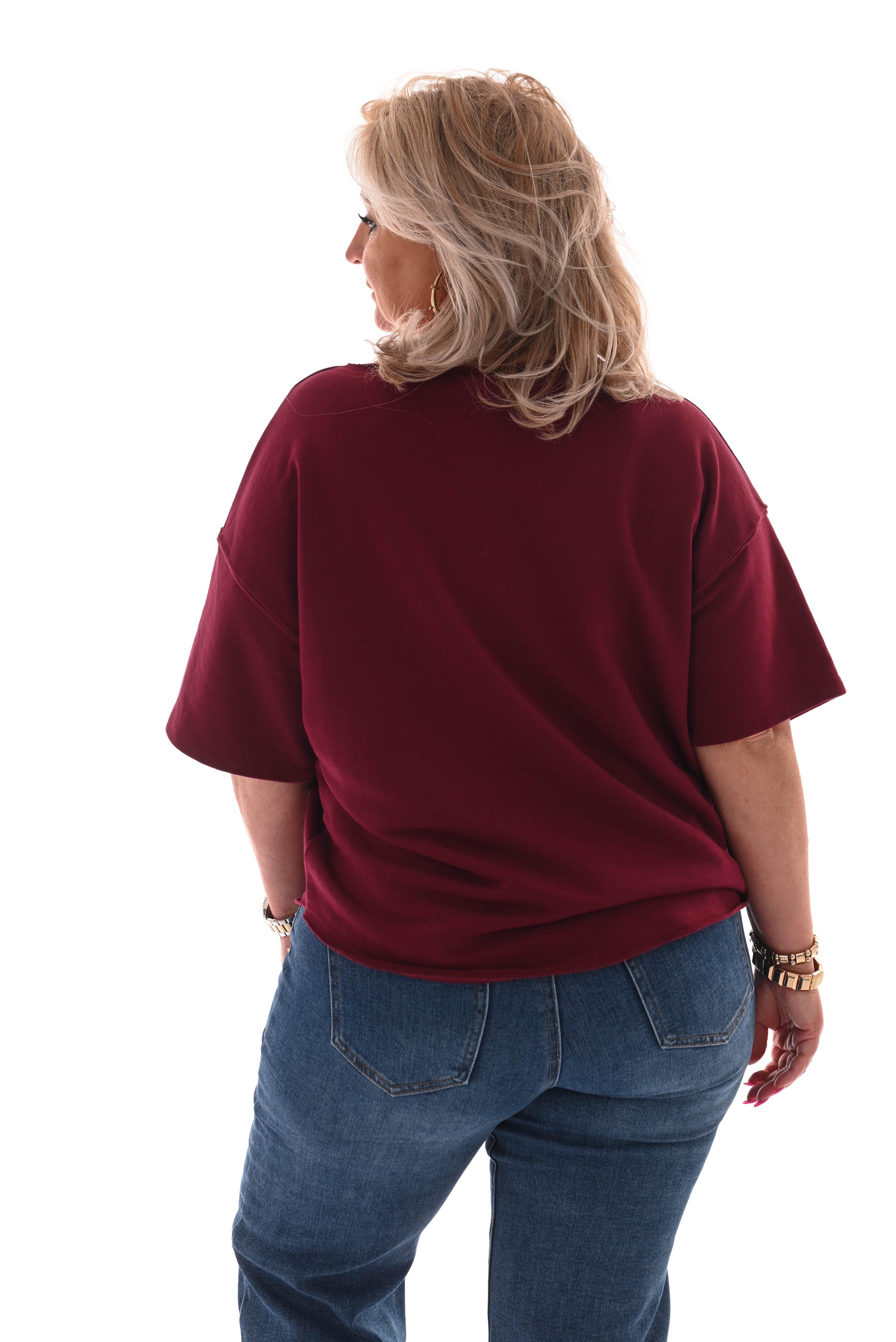 Sweater korte mouwen prosecco mood bordeaux