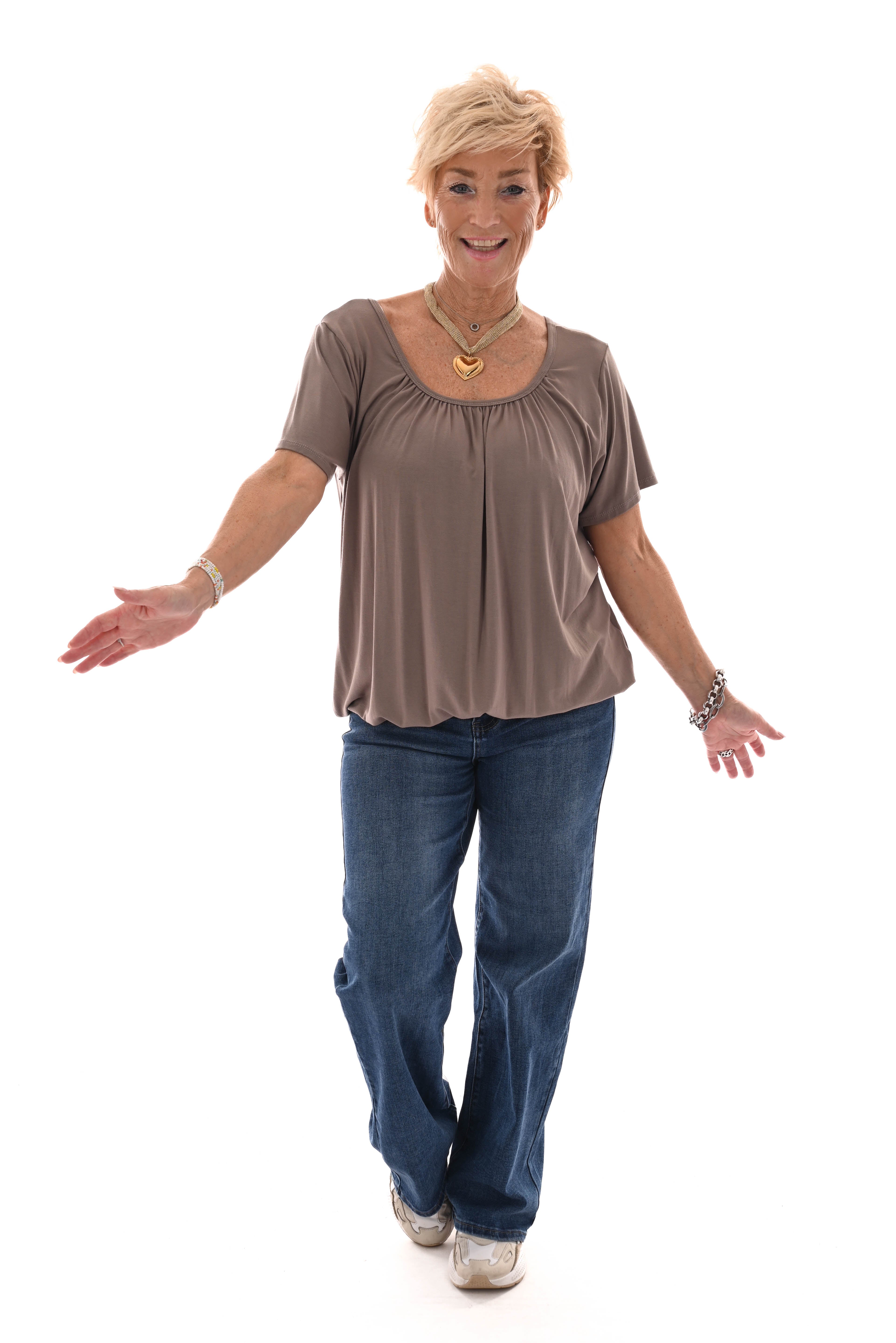 Ballon top uni taupe