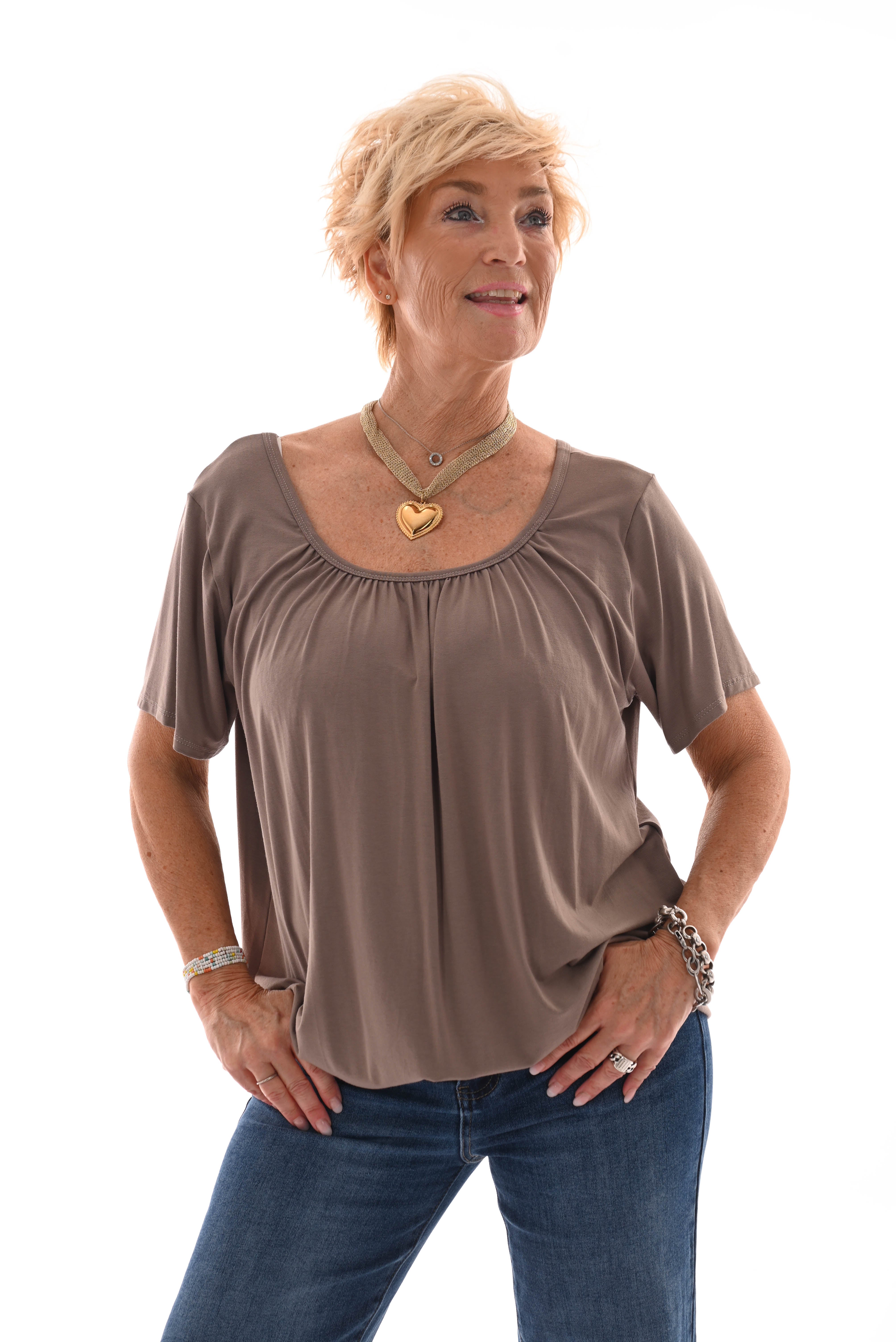 Ballon top uni taupe