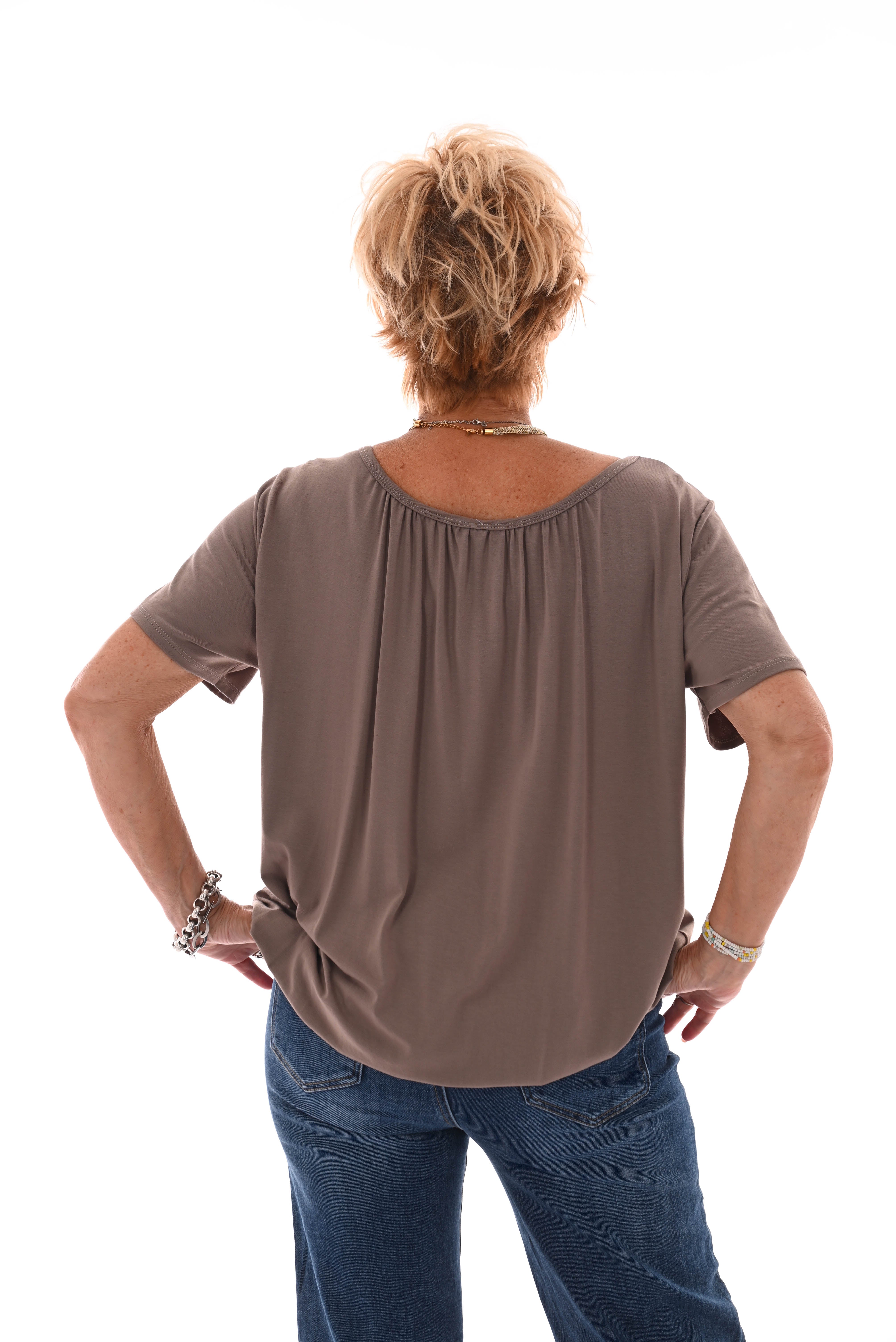 Ballon top uni taupe