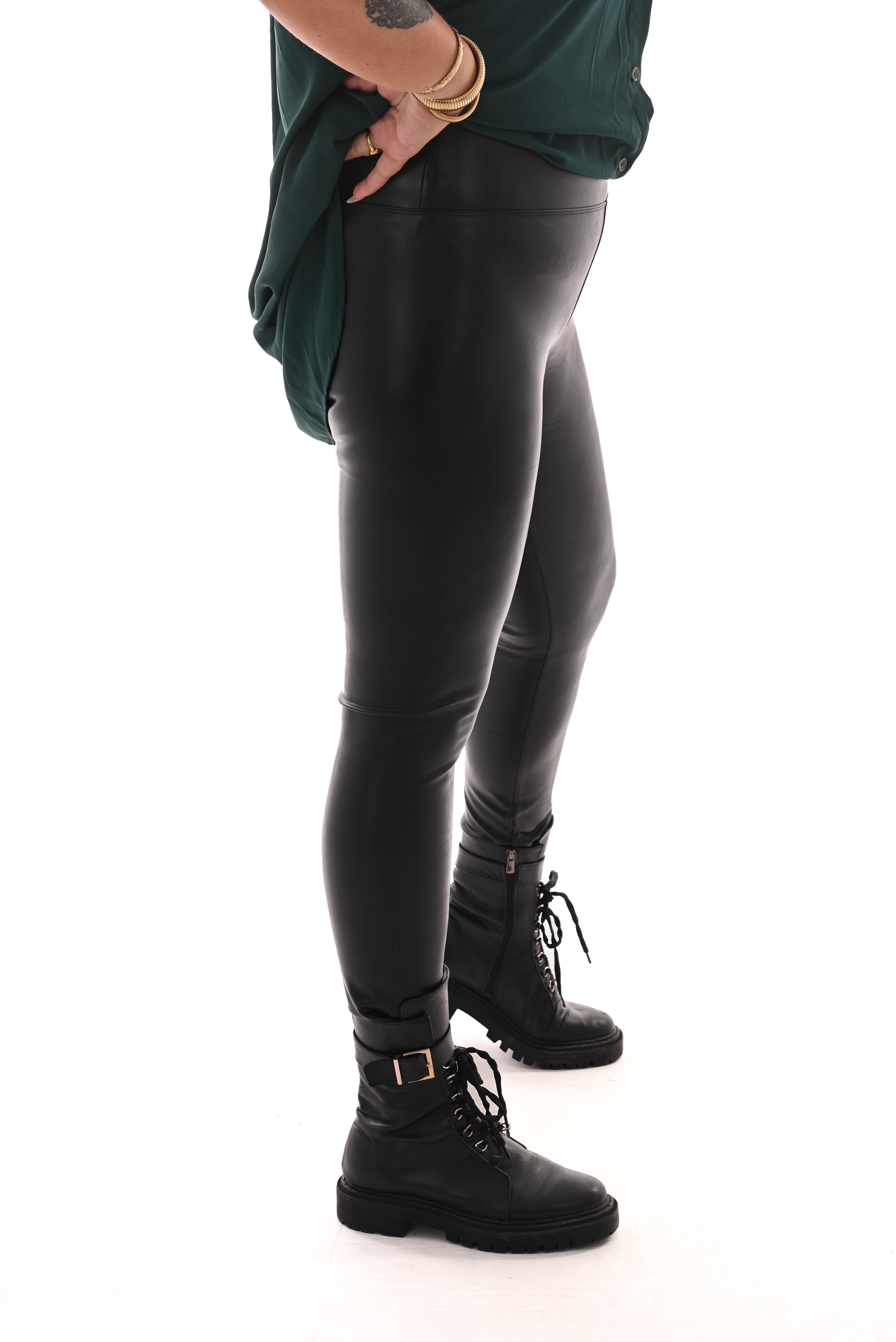 Norfy leather look legging zwart