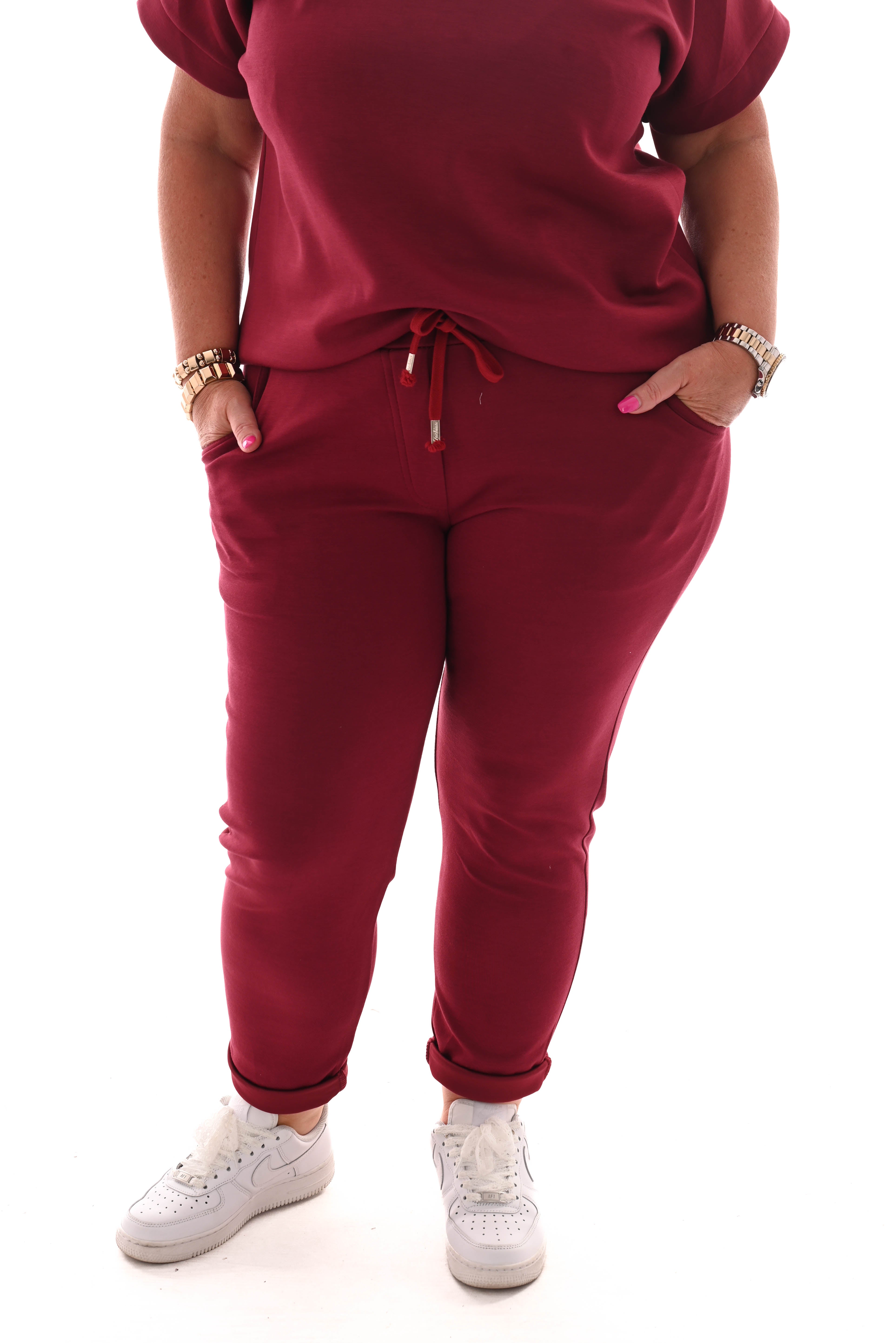 Tweedelig pak v-hals uni bordeaux