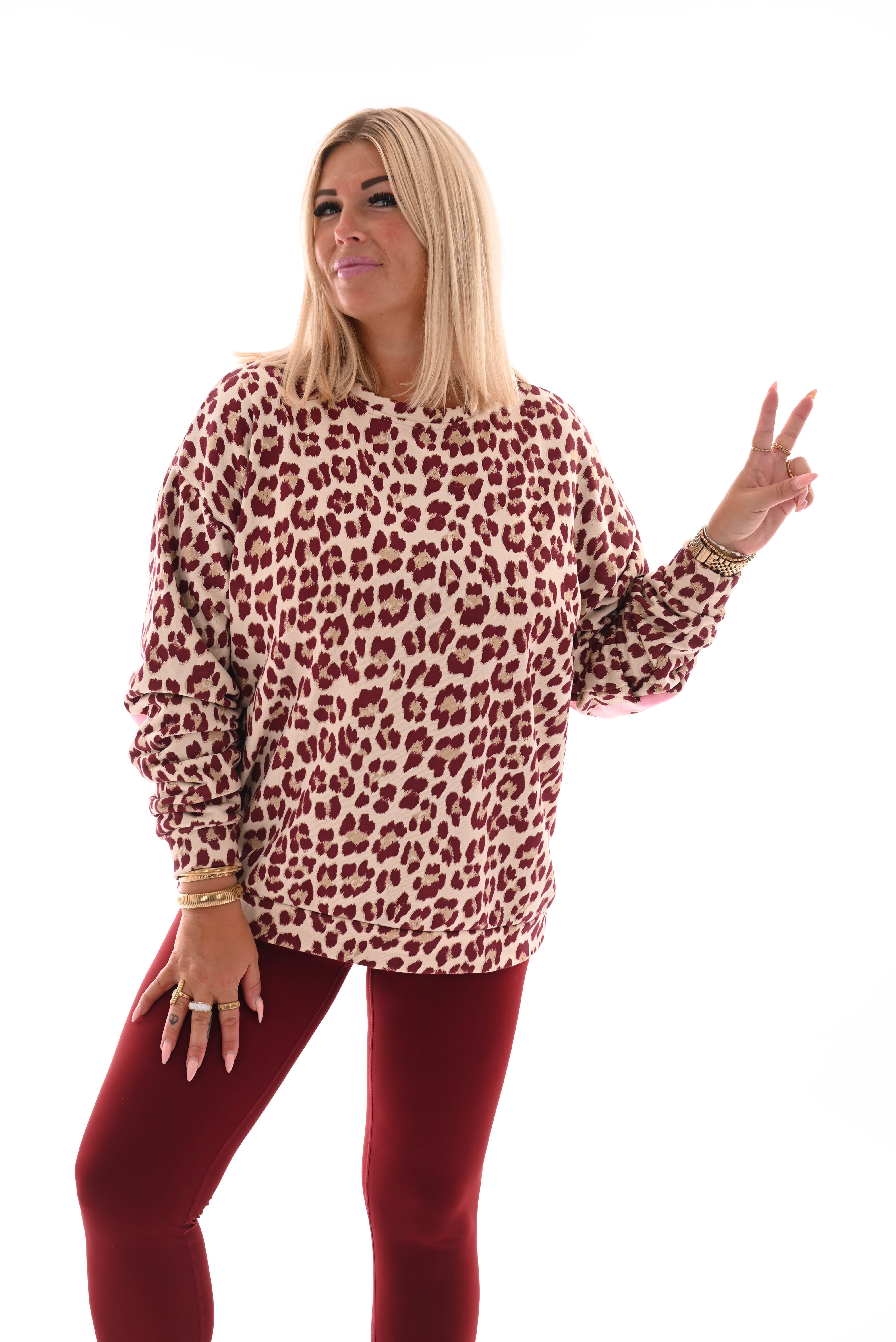 Sweater panterprint Balance bordeaux