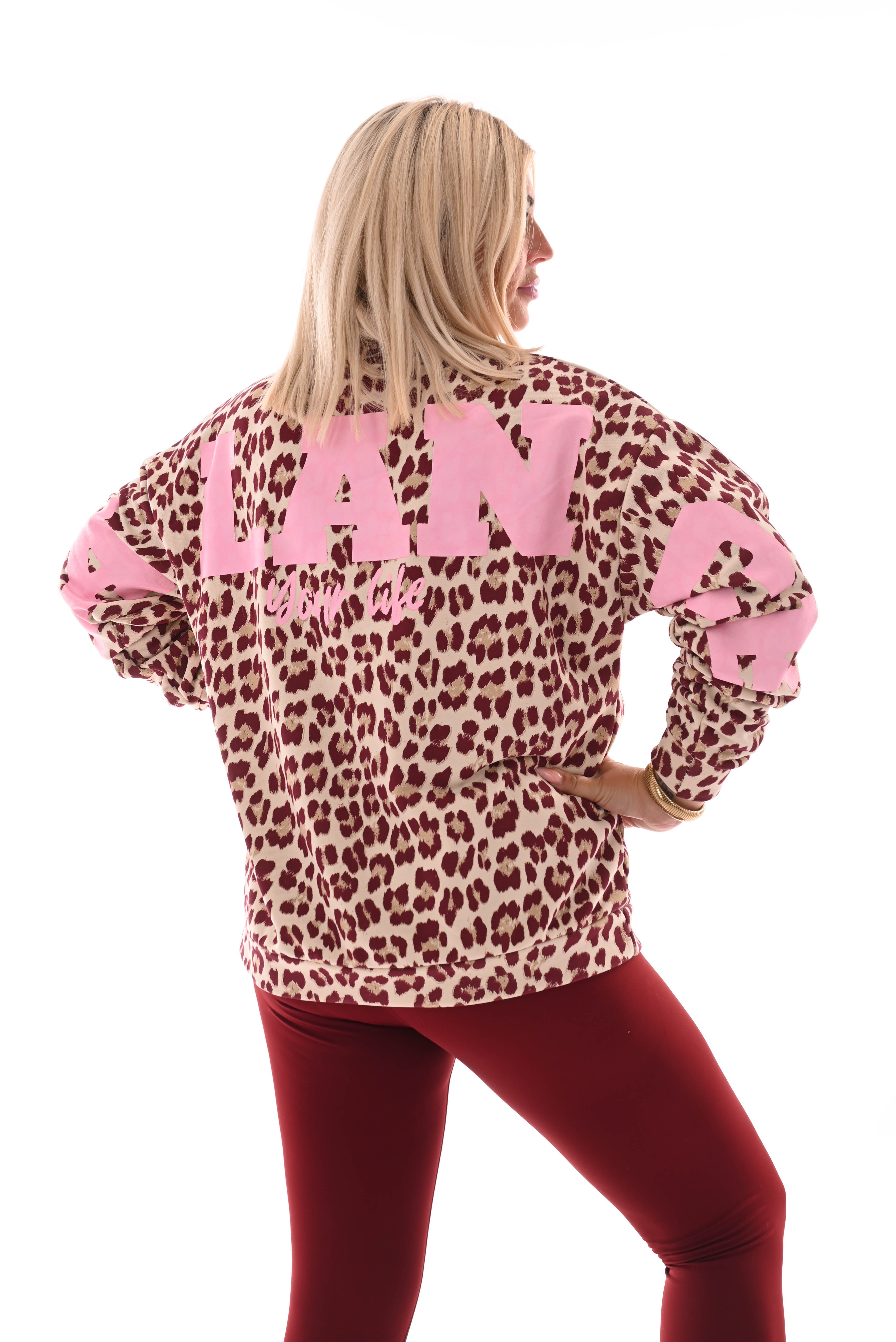 Sweater panterprint Balance bordeaux
