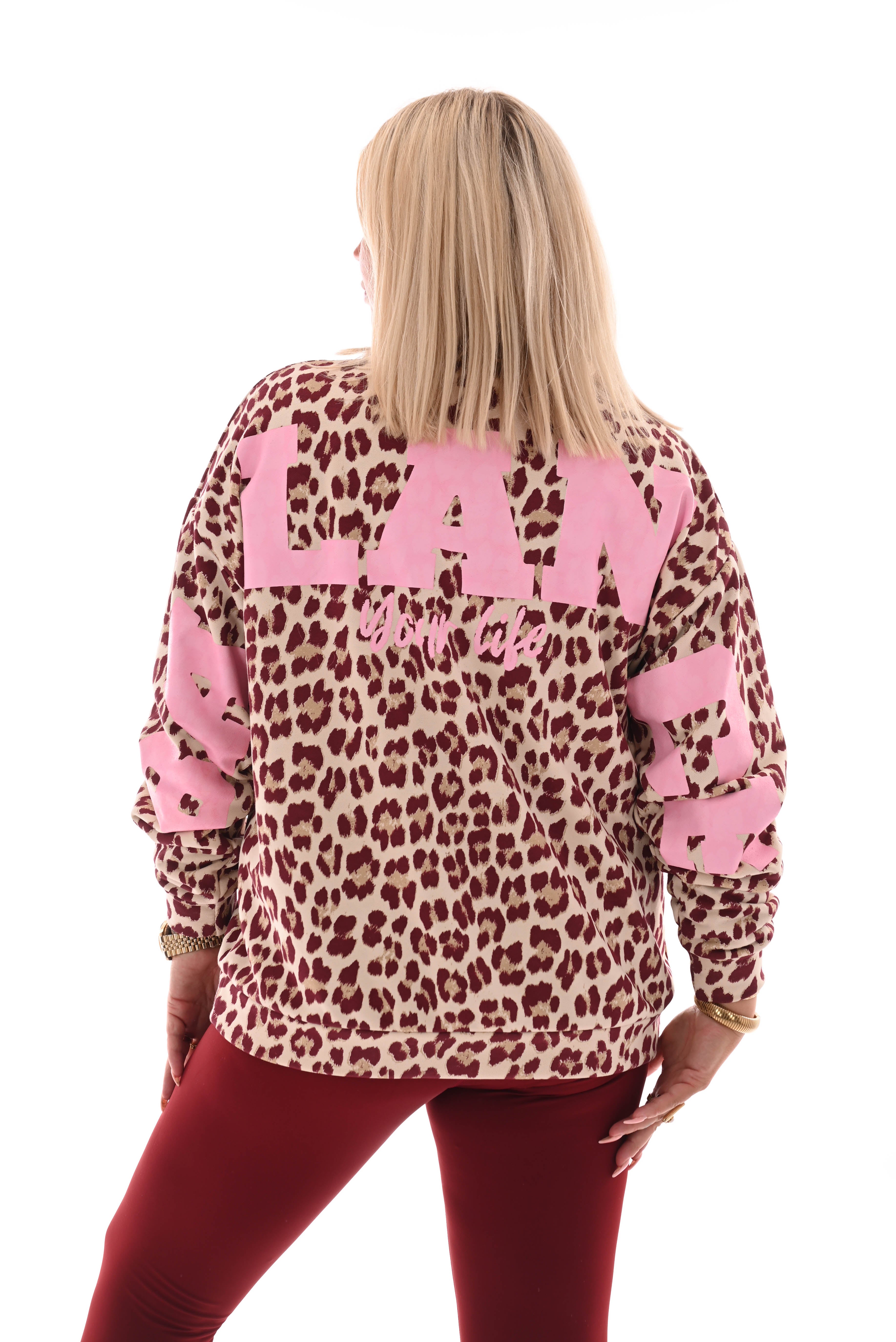 Sweater panterprint Balance bordeaux