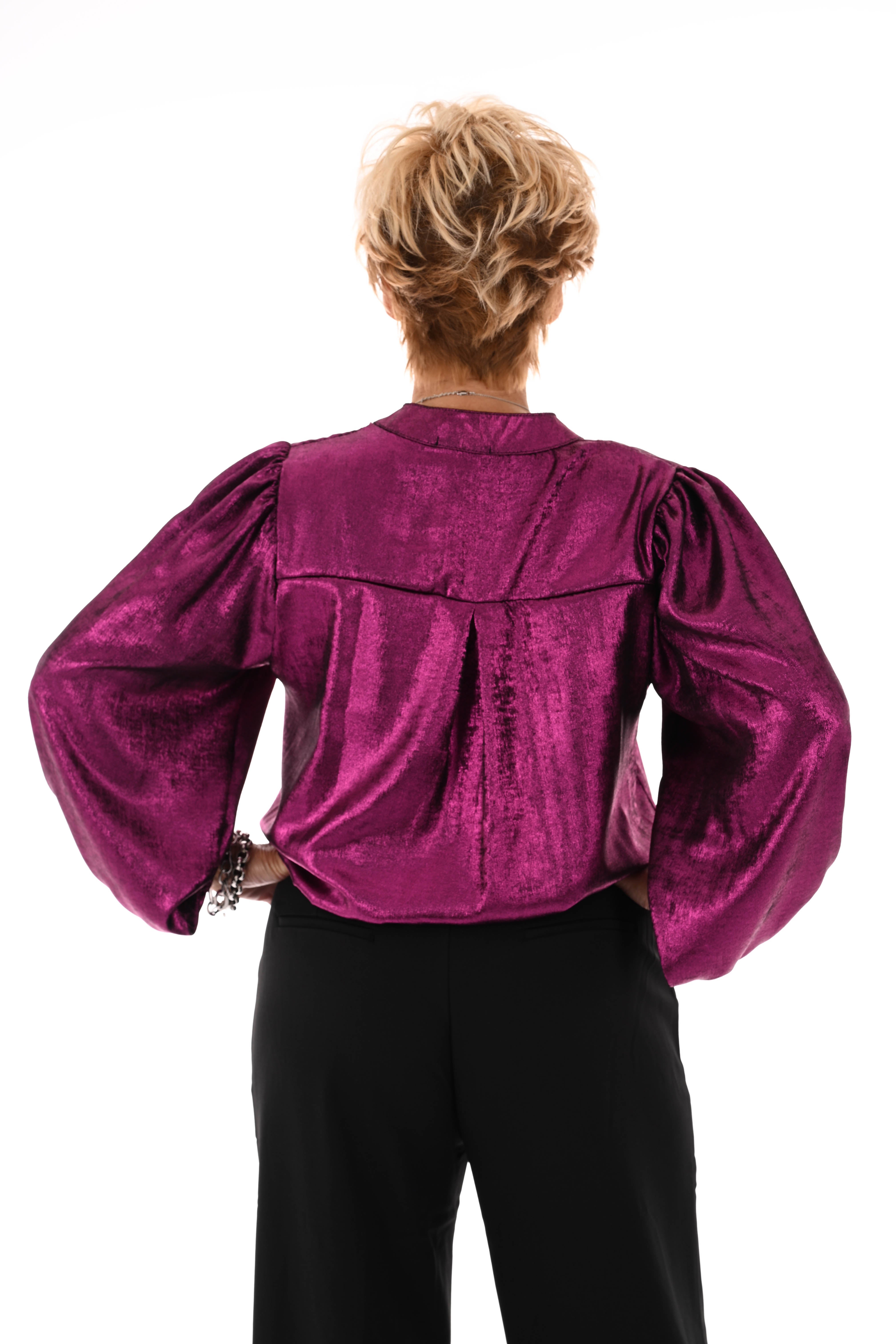 Top v-hals metallic roze