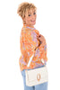 Korte blouse roezel bloem oranje/lila