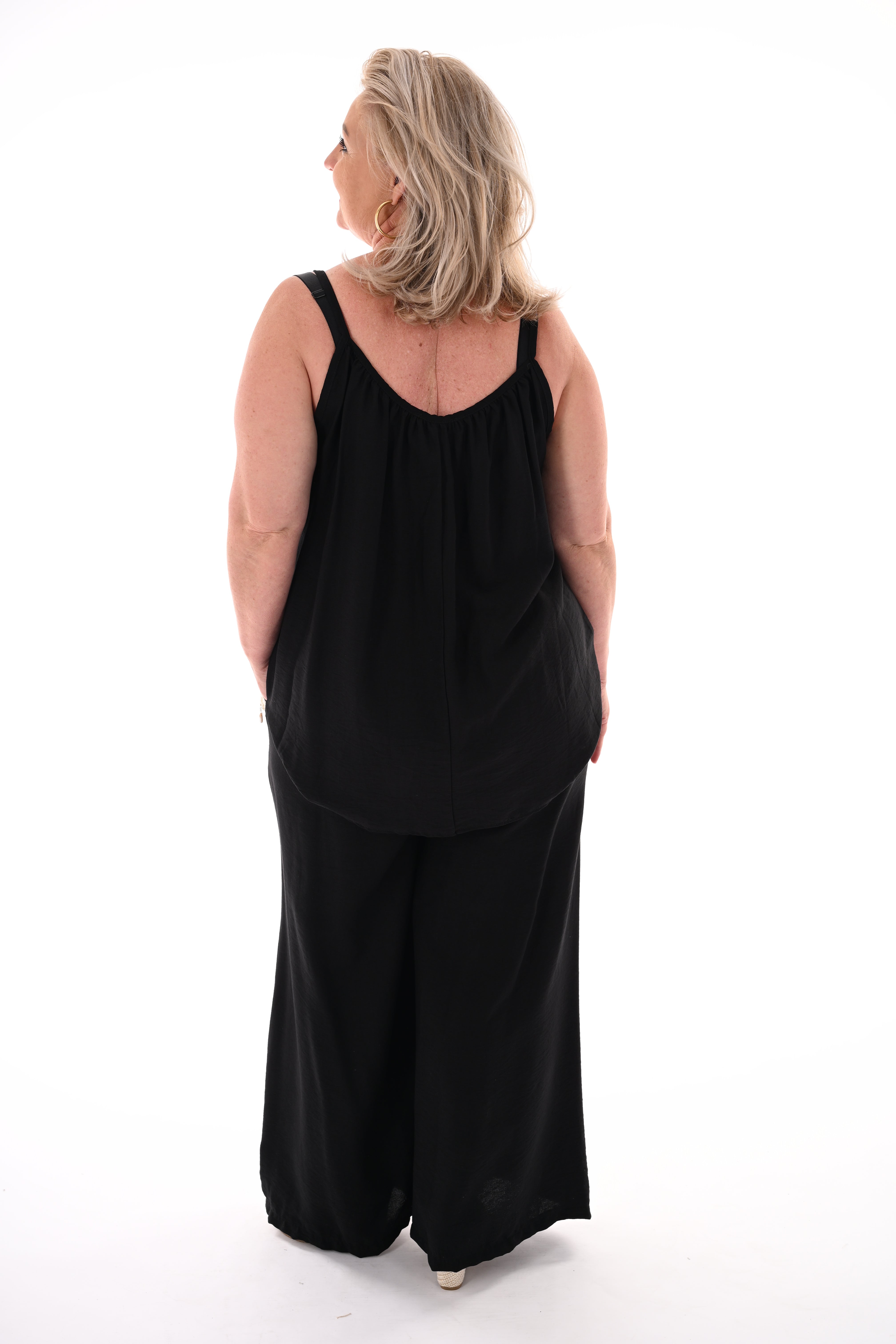 Tweedelig set top schelpjes zwart
