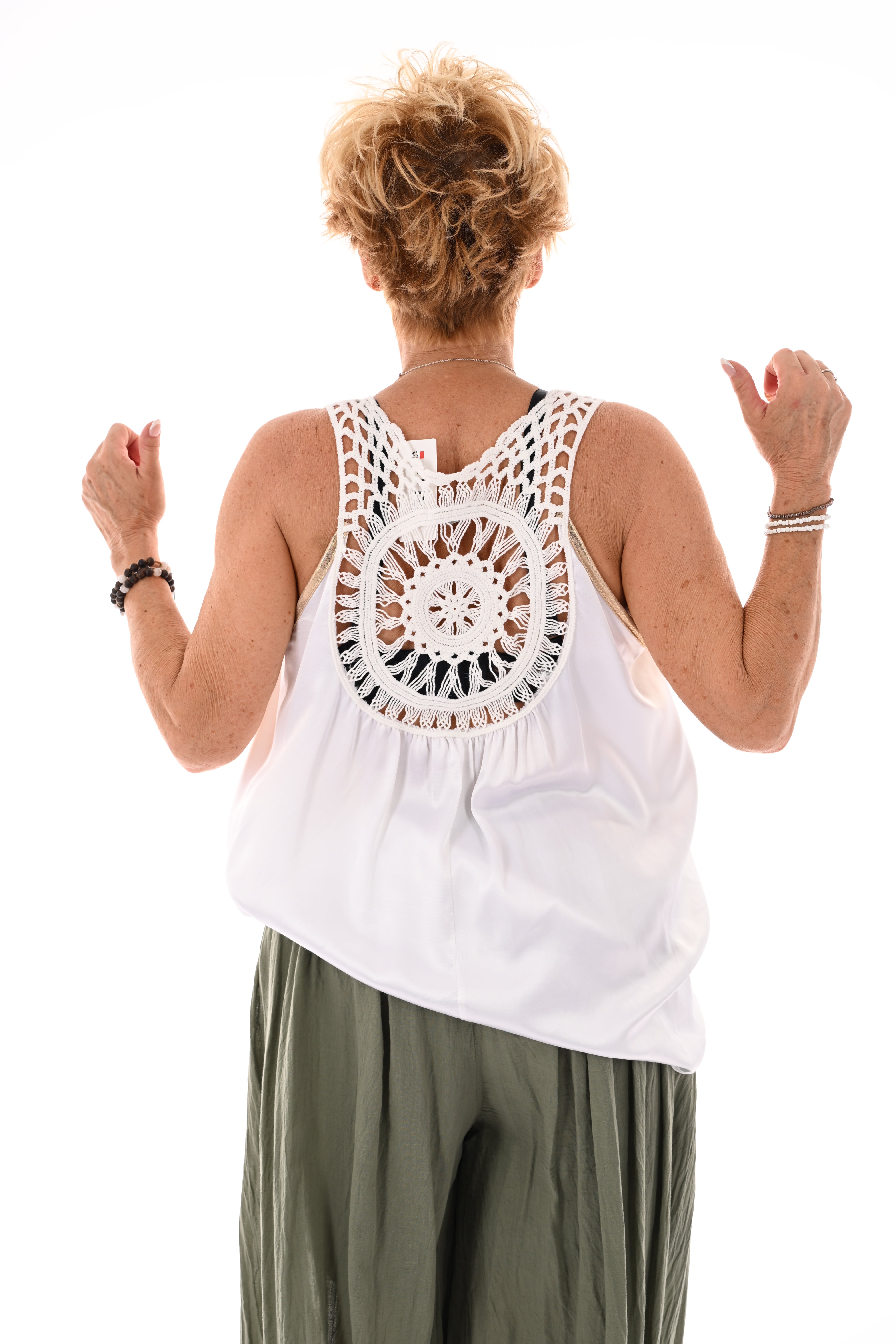 Silky top gehaakte rug roomwit