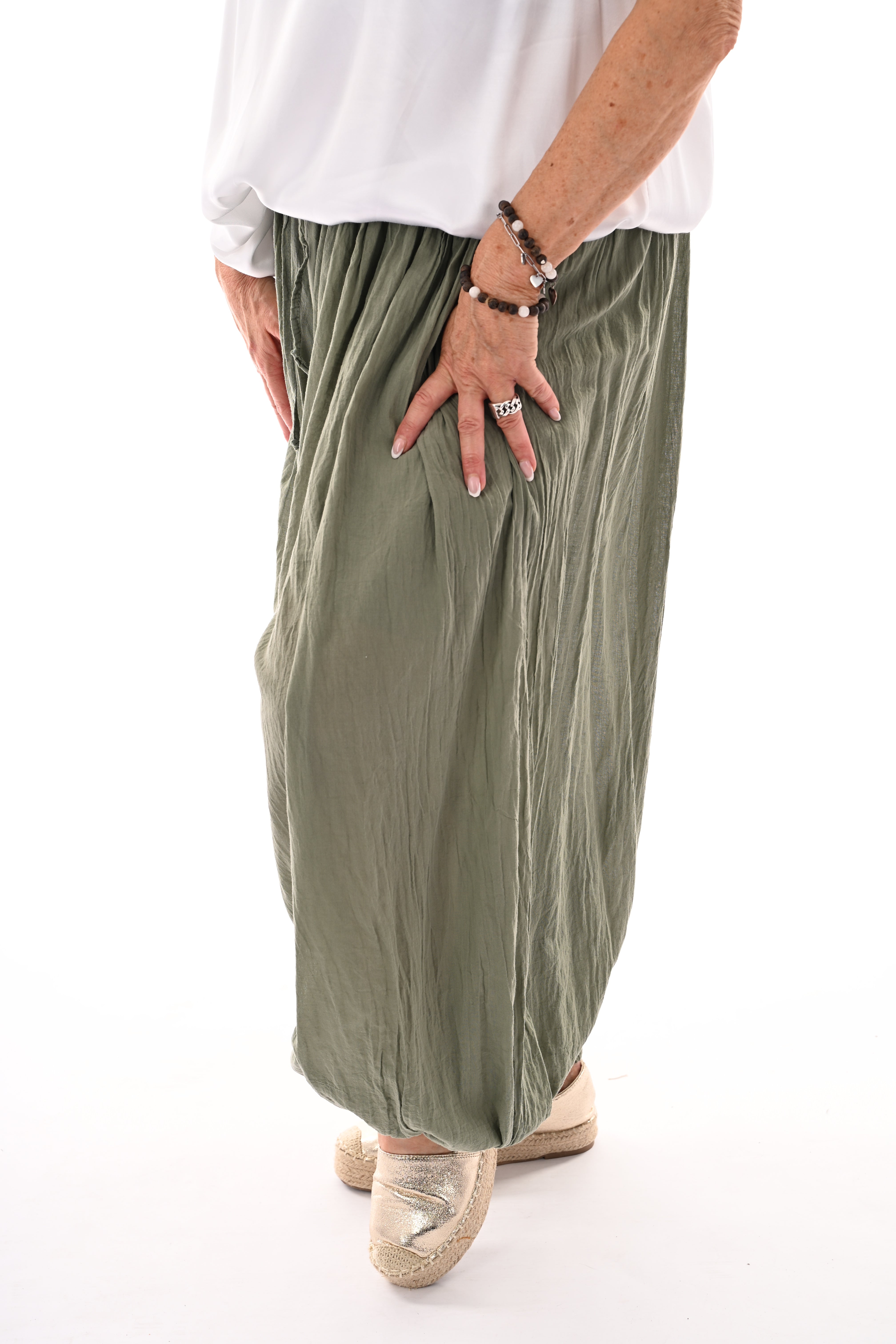 Ballon broek uni legergroen