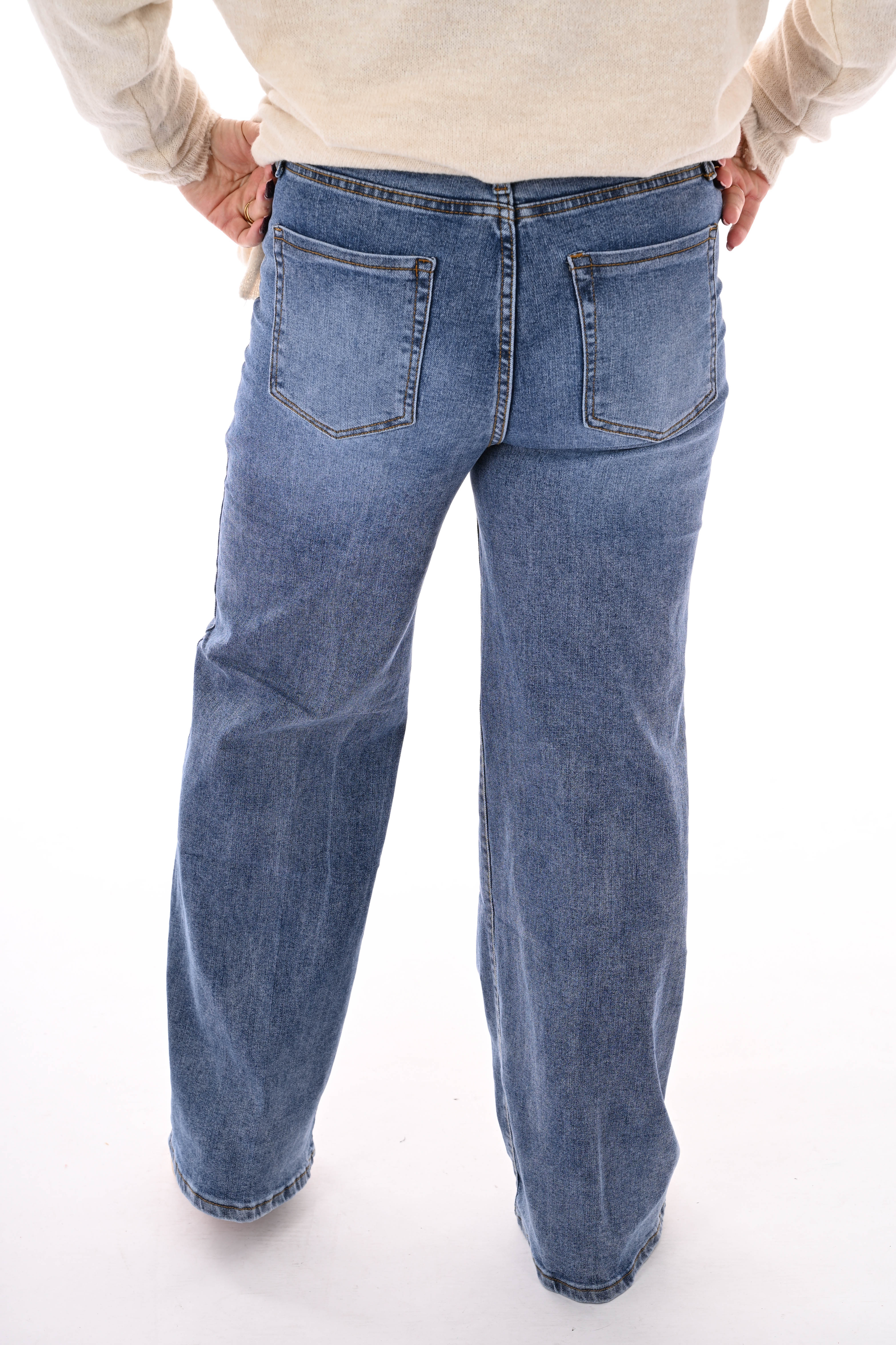 Kate jeans wide leg met ceintuur blauw