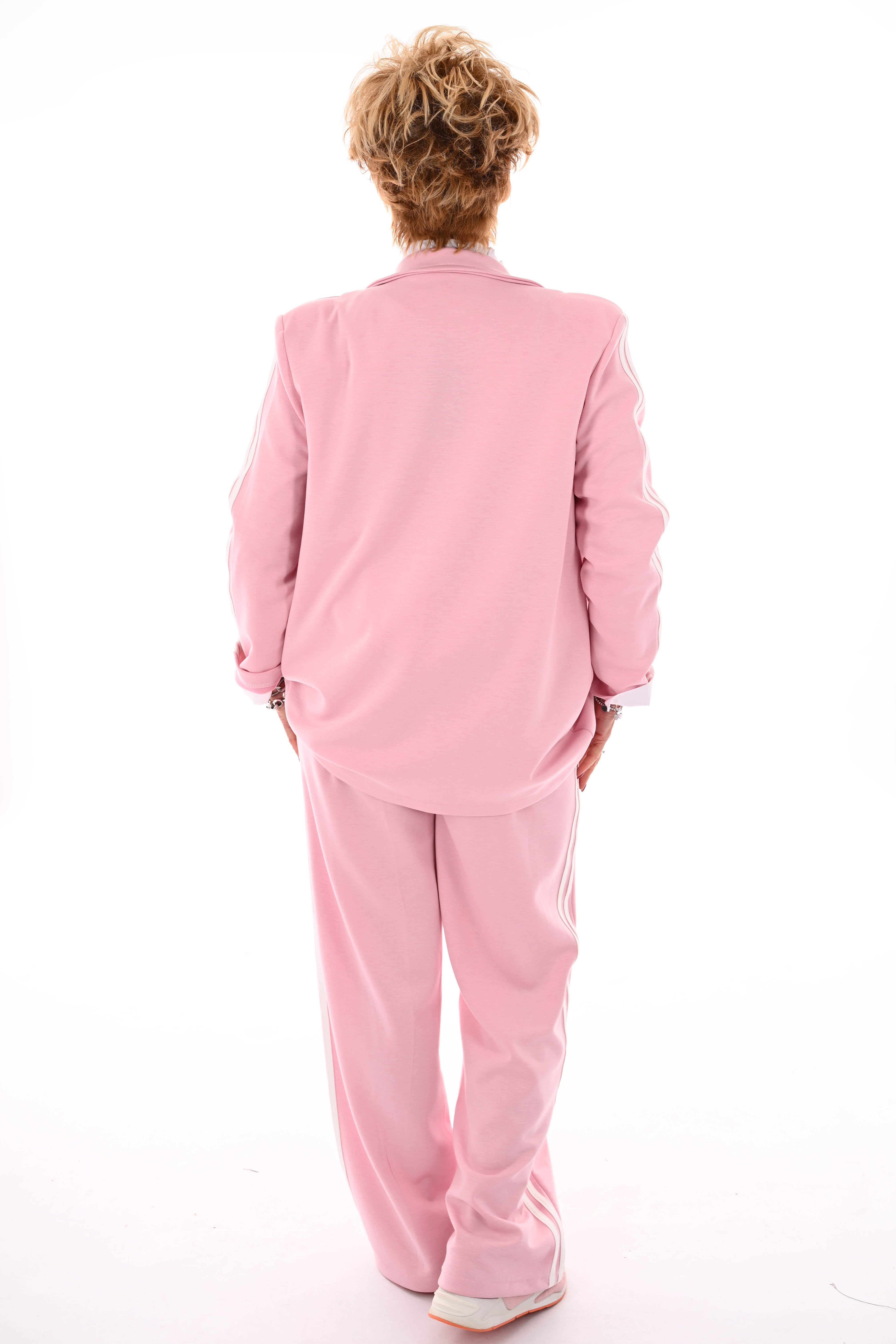 jogging blazer pak met bies lichtroze